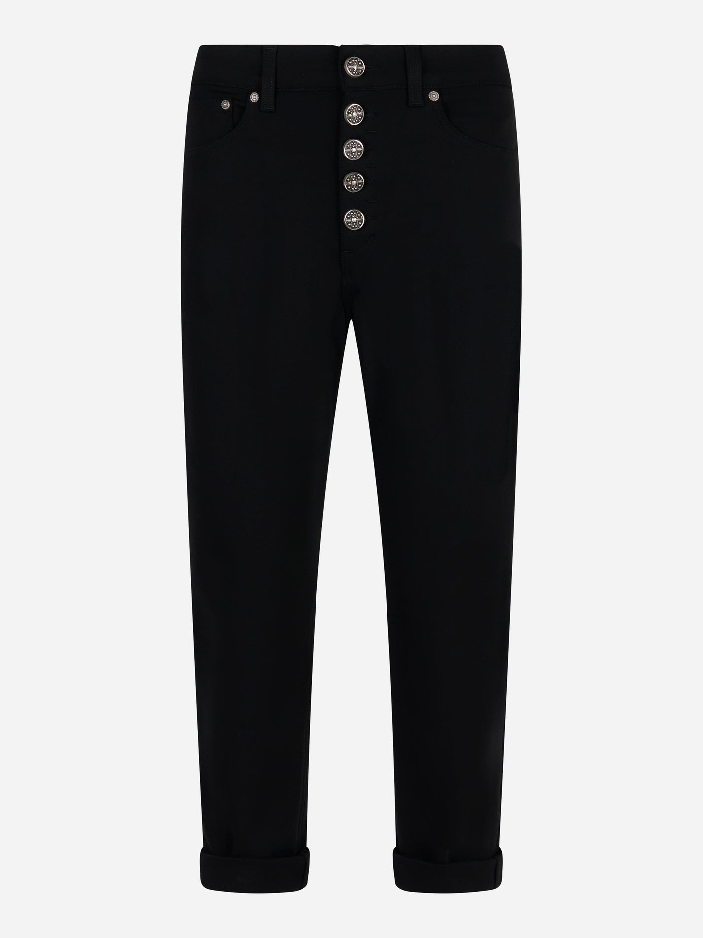 Pantalone Koons DONDUP nero con bottoni argentati - fronte