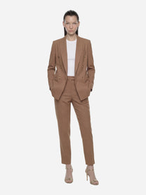 Pantalone Ariel Carrot fit in viscosa e lino beige