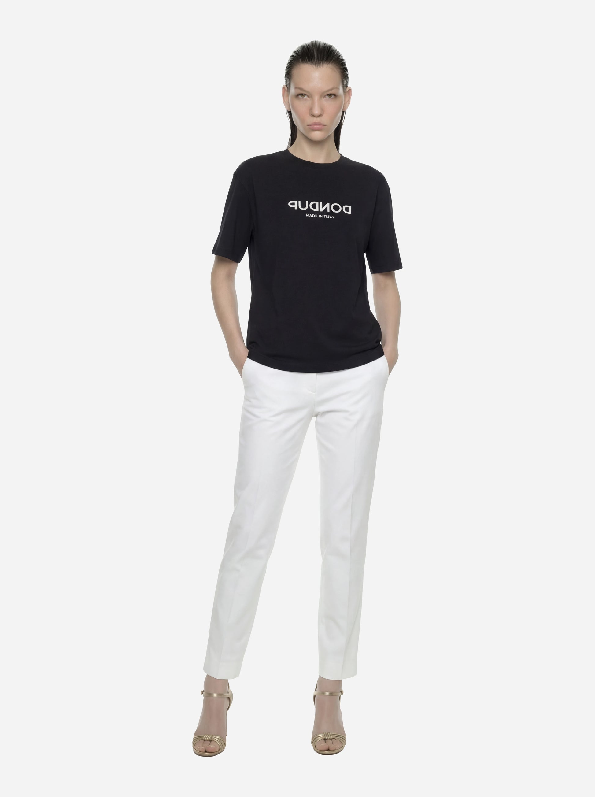 Pantalone Nima loose fit in cotone stretch bianco