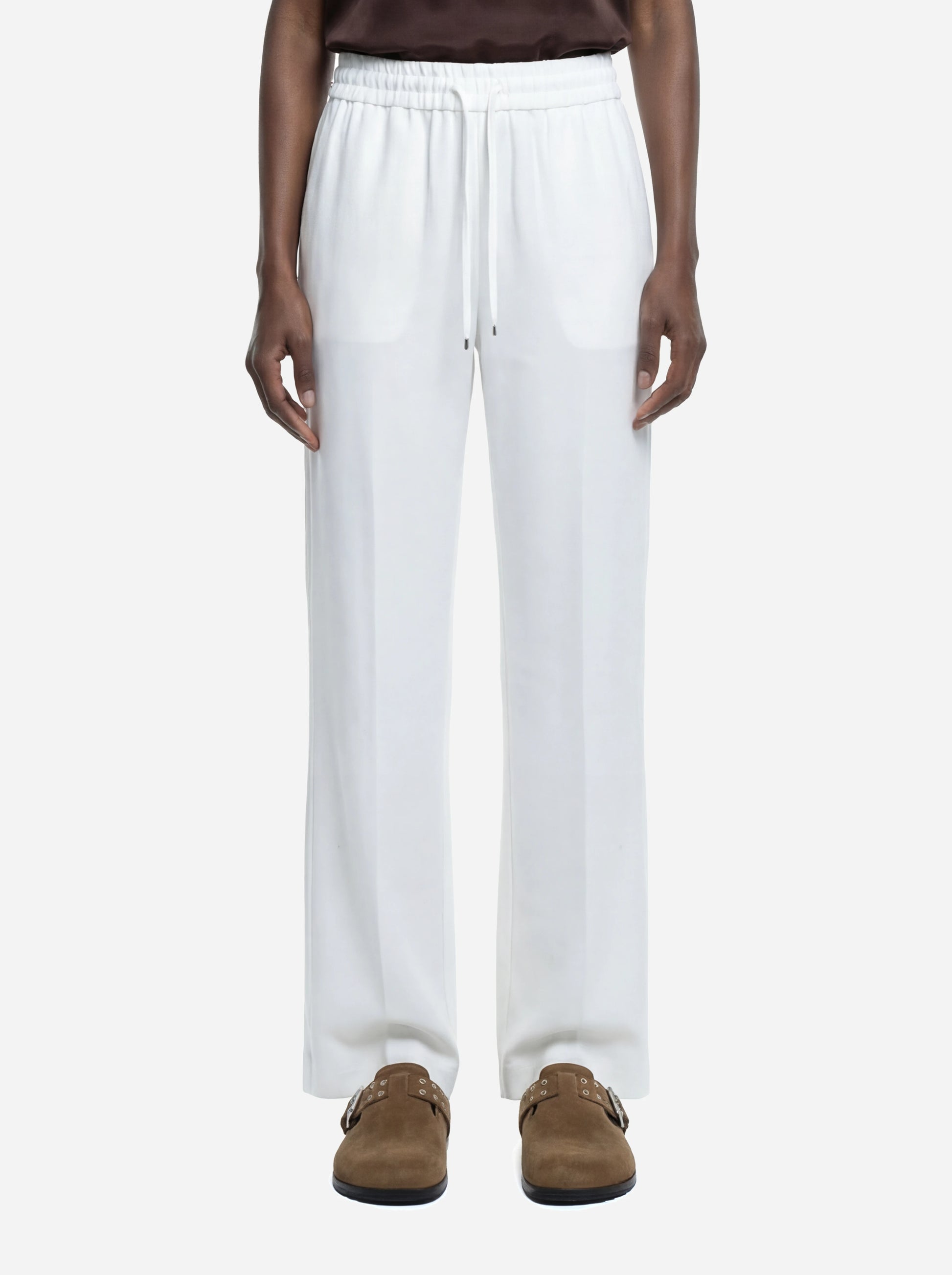 Pantalone jogger Marisol in viscosa bianco