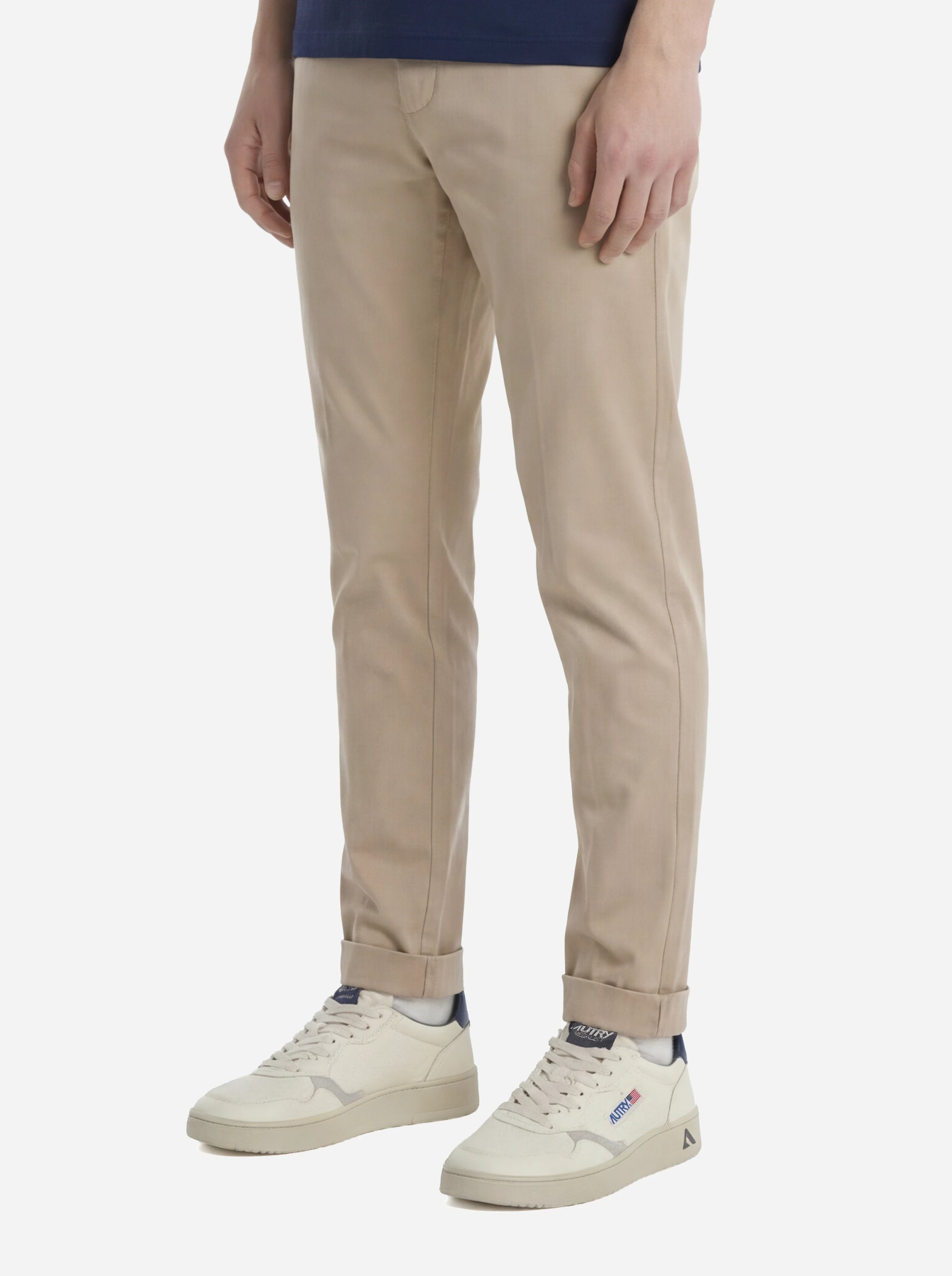 Pantalone slim fit Gaubert in gabardina di cotone beige