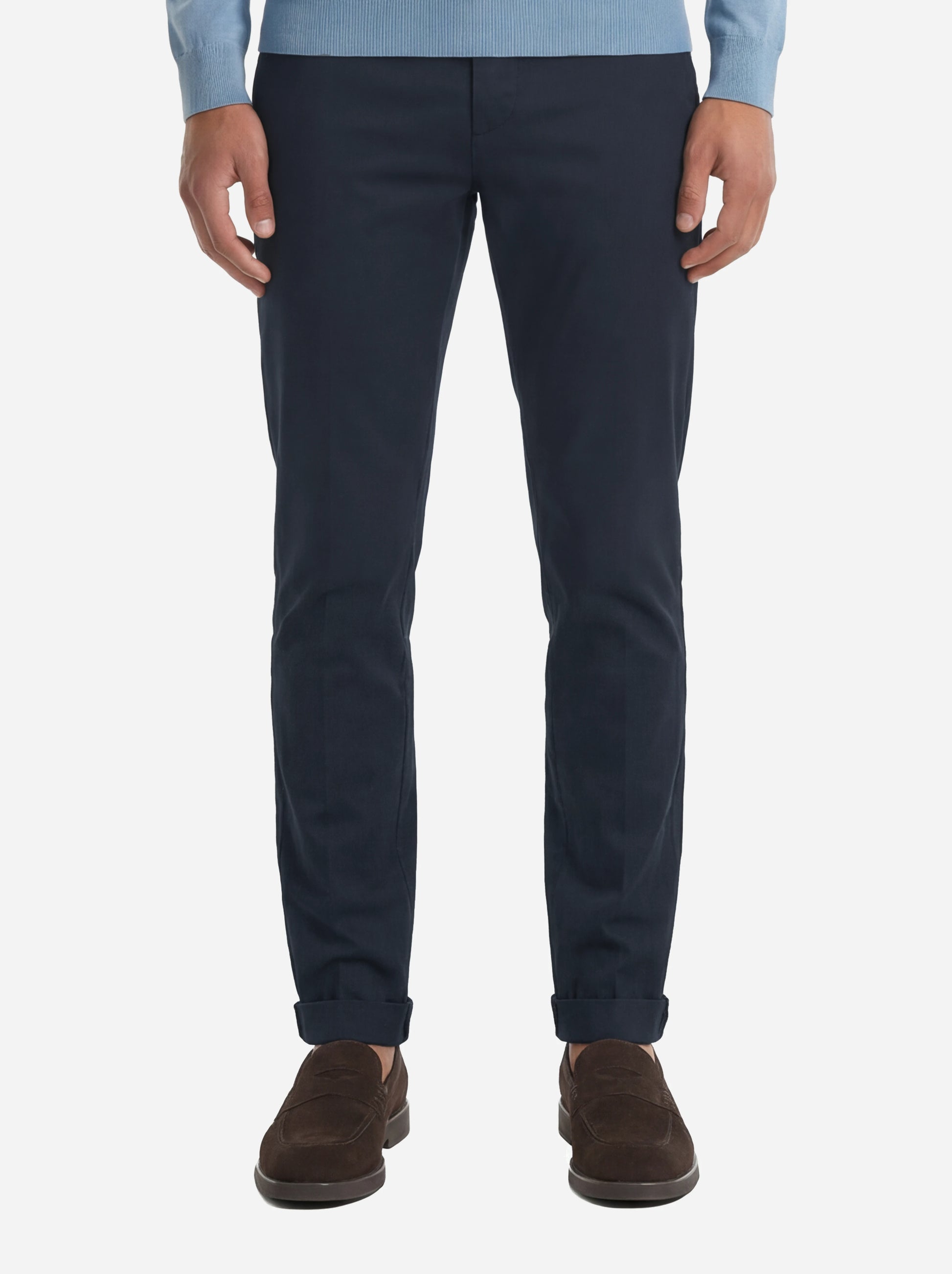 Pantalone slim fit Gaubert in gabardina di cotone blu