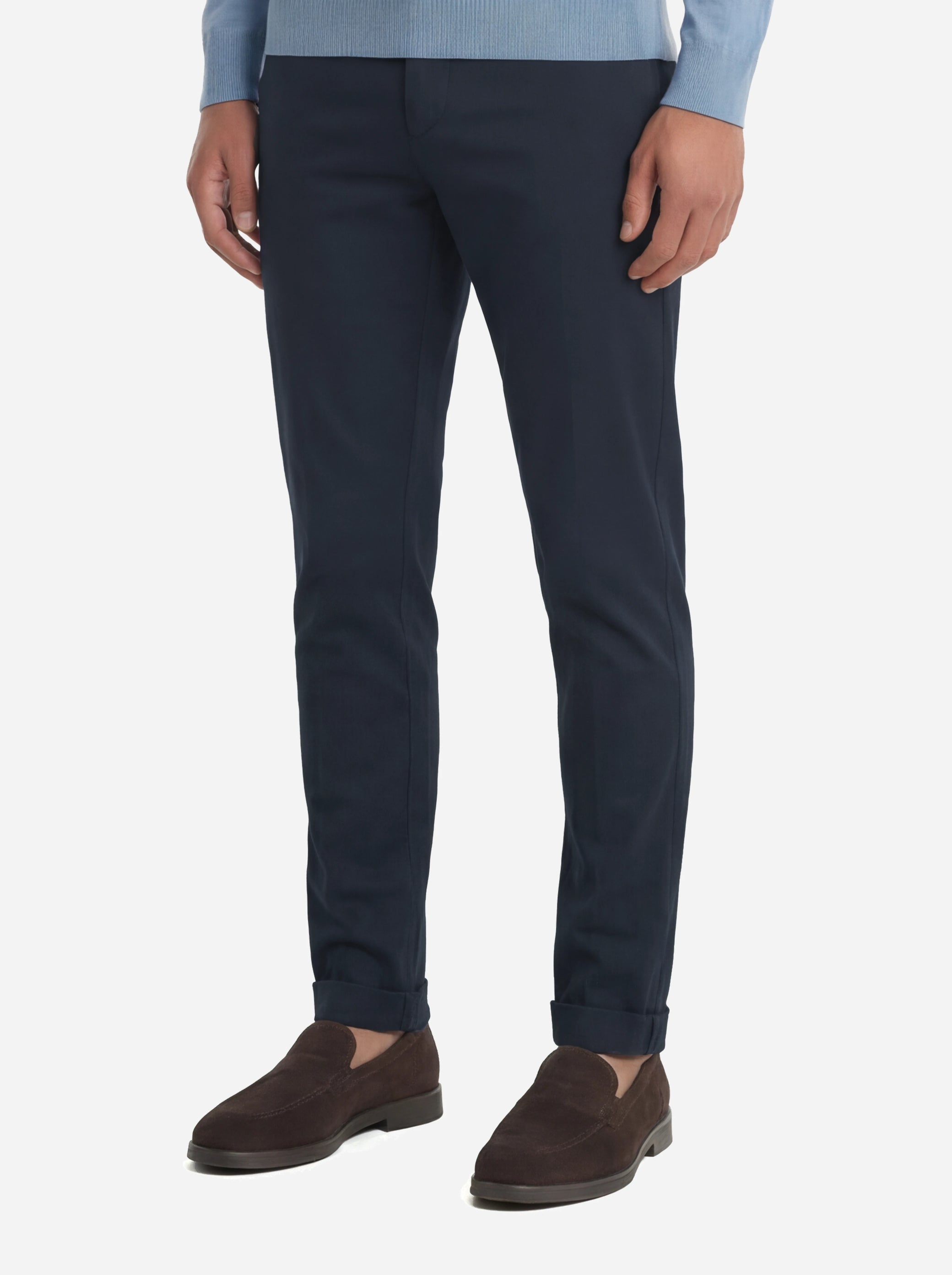 Pantalone slim fit Gaubert in gabardina di cotone blu
