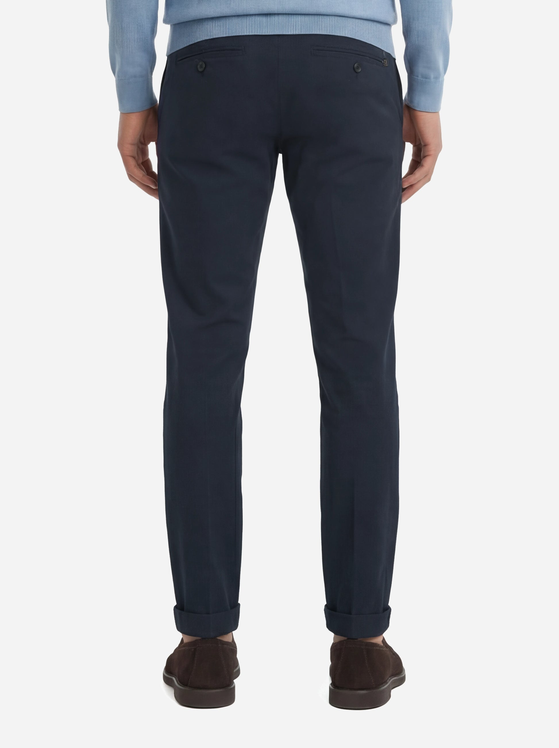 Pantalone slim fit Gaubert in gabardina di cotone blu