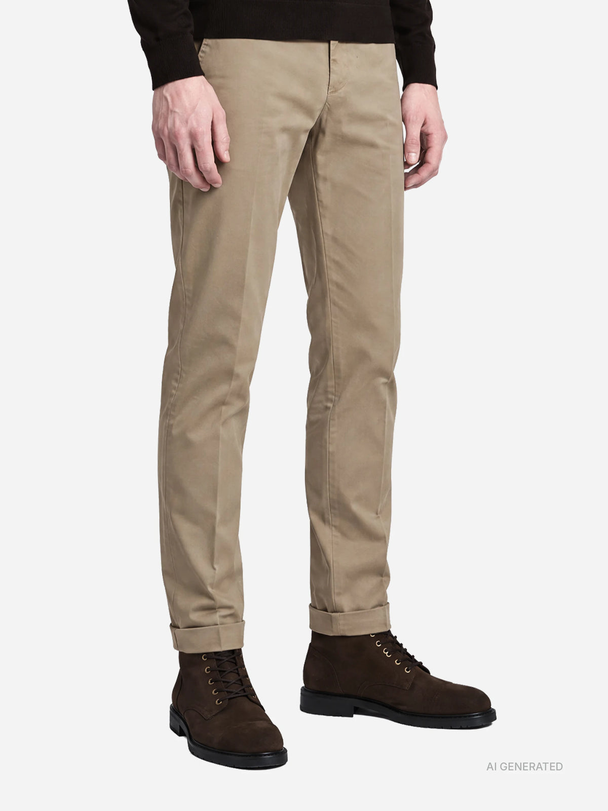 Pantalone Gaubert slim fit in cotone beige - dettaglio indossato