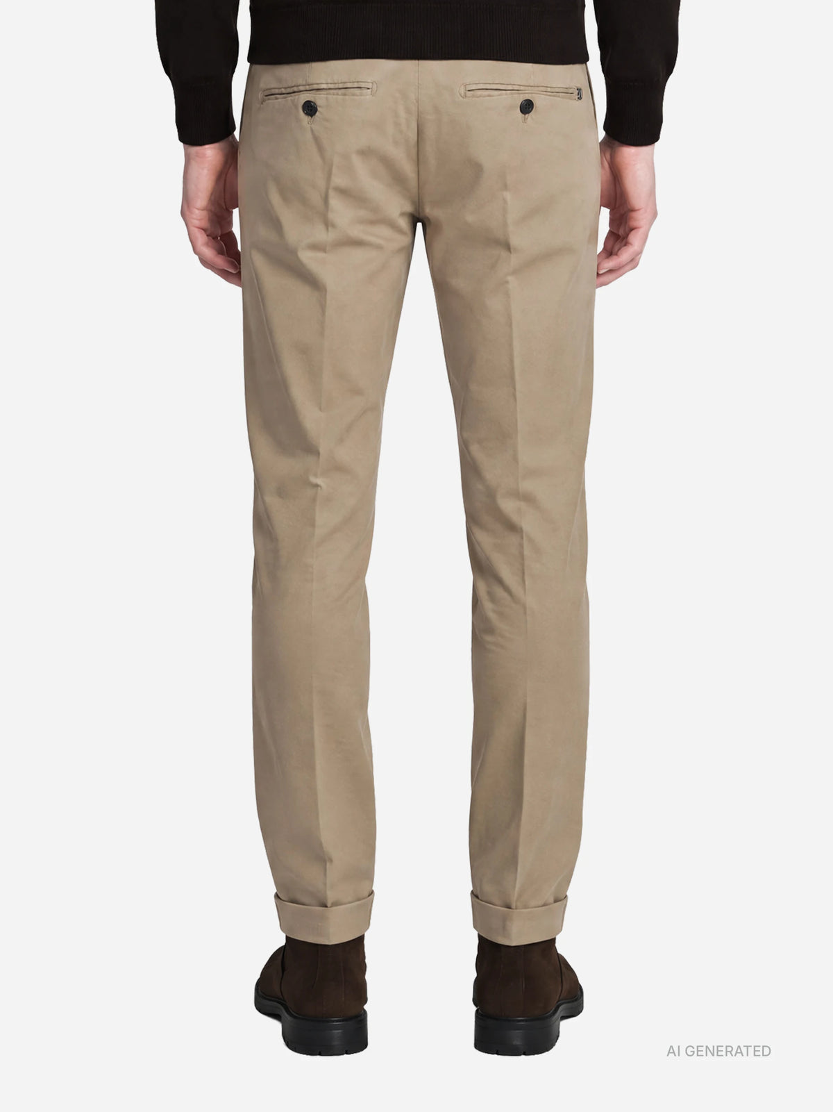 Pantalone Gaubert slim fit in cotone beige - indossato, vista posteriore