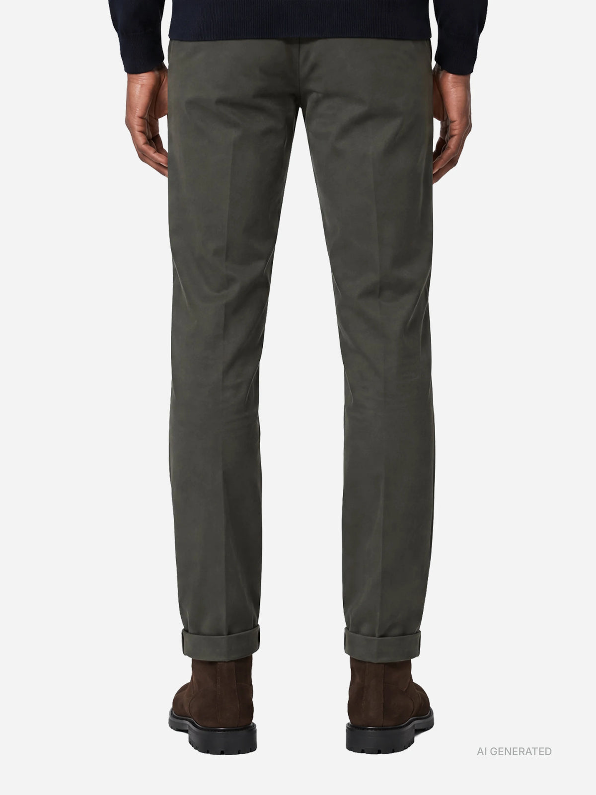 Pantalone Gaubert slim fit in cotone verde - indossato, vista posteriore