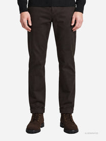 Pantalone Gaubert slim fit in cotone marrone - indossato, vista frontale