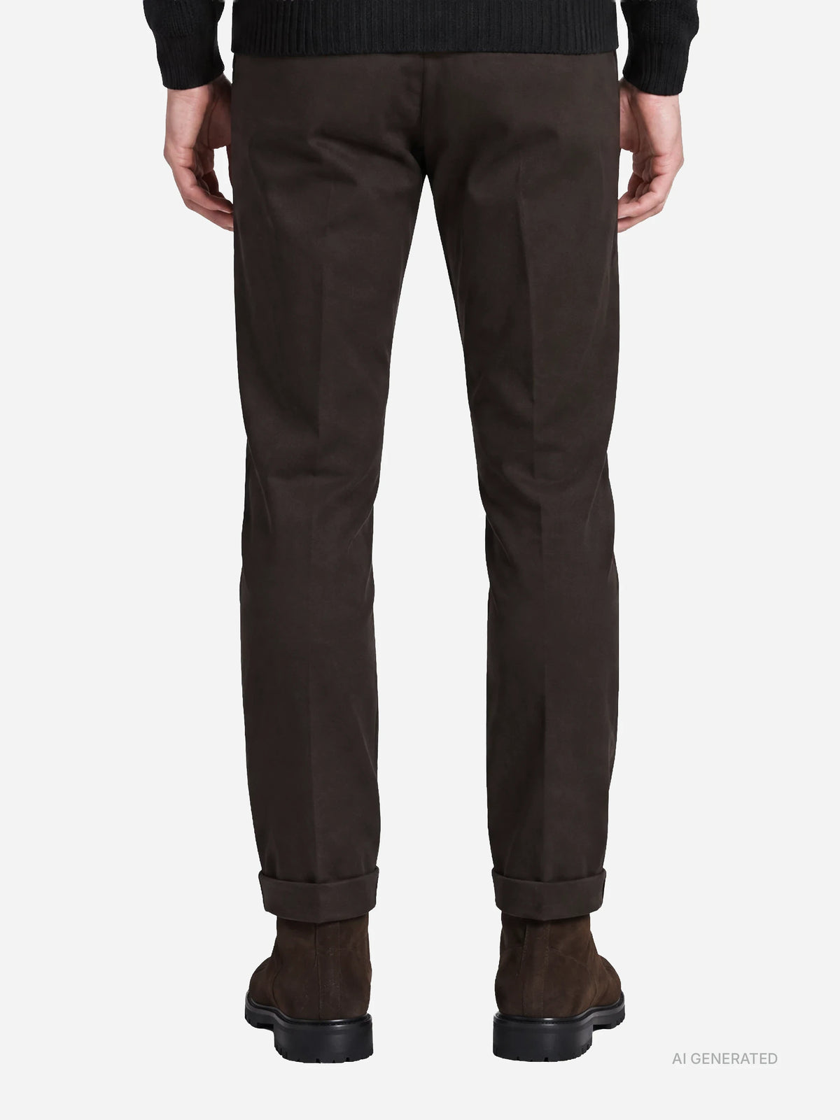 Pantalone Gaubert slim fit in cotone marrone - indossato, vista posteriore