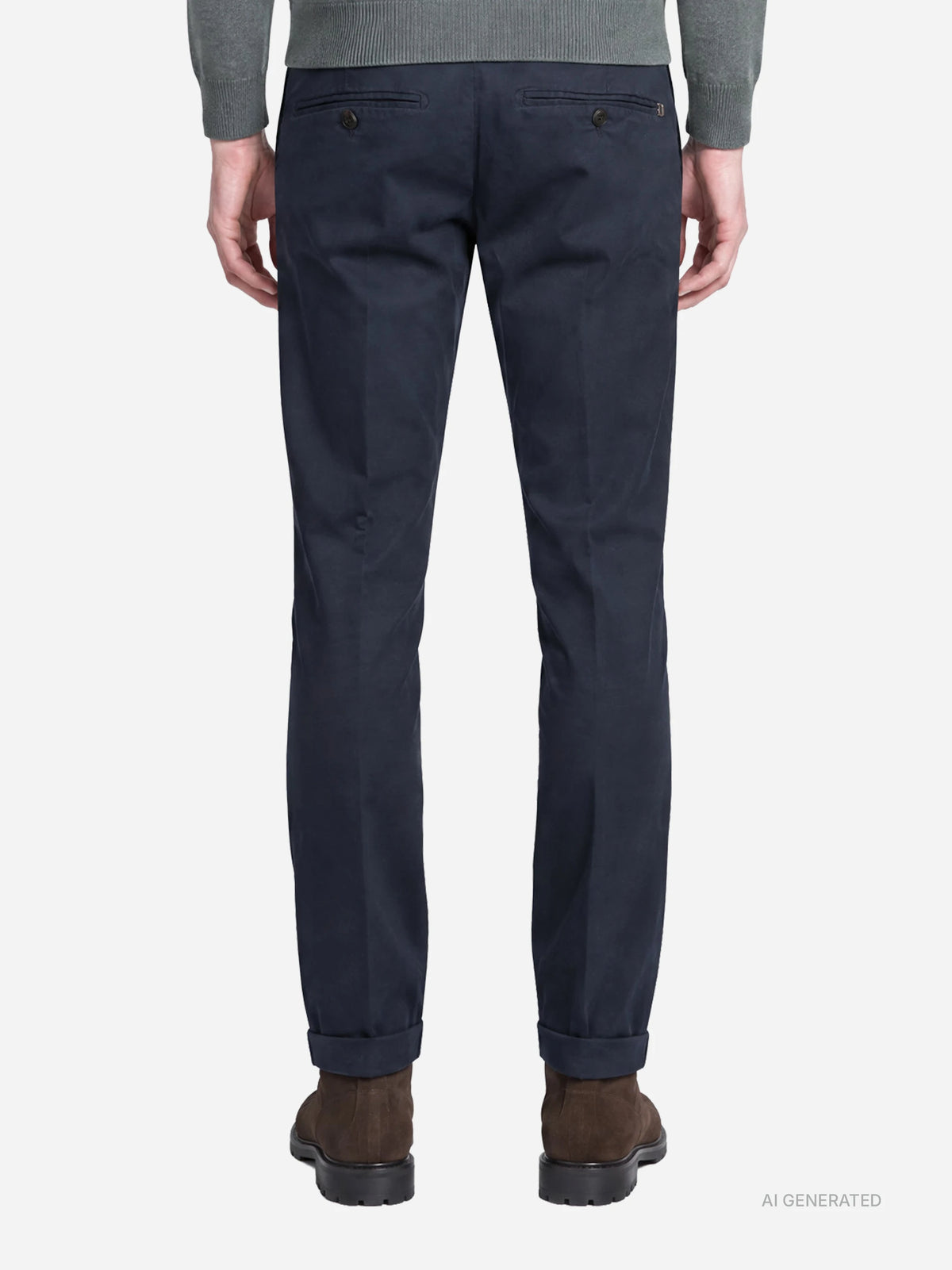 Pantalone Gaubert slim fit in cotone blu - indossato, vista posteriore