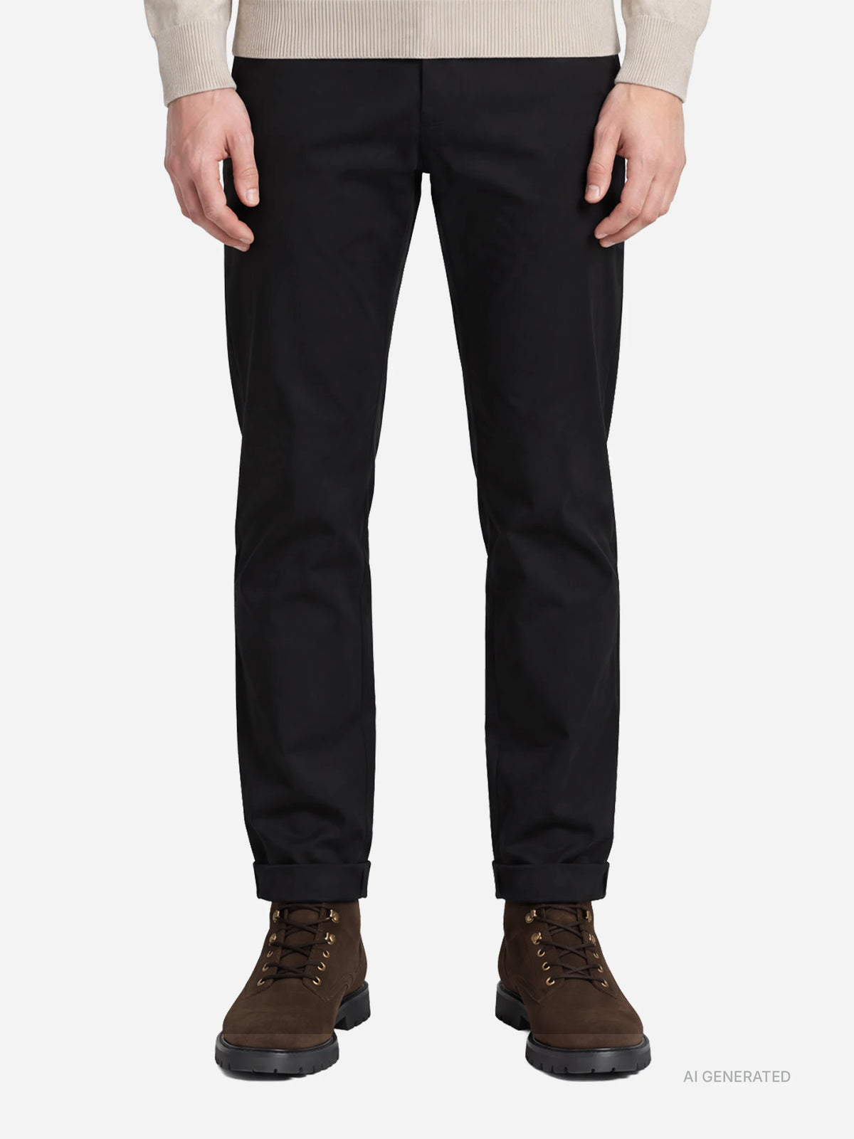 Pantalone Gaubert slim fit nero - indossato, vista frontale