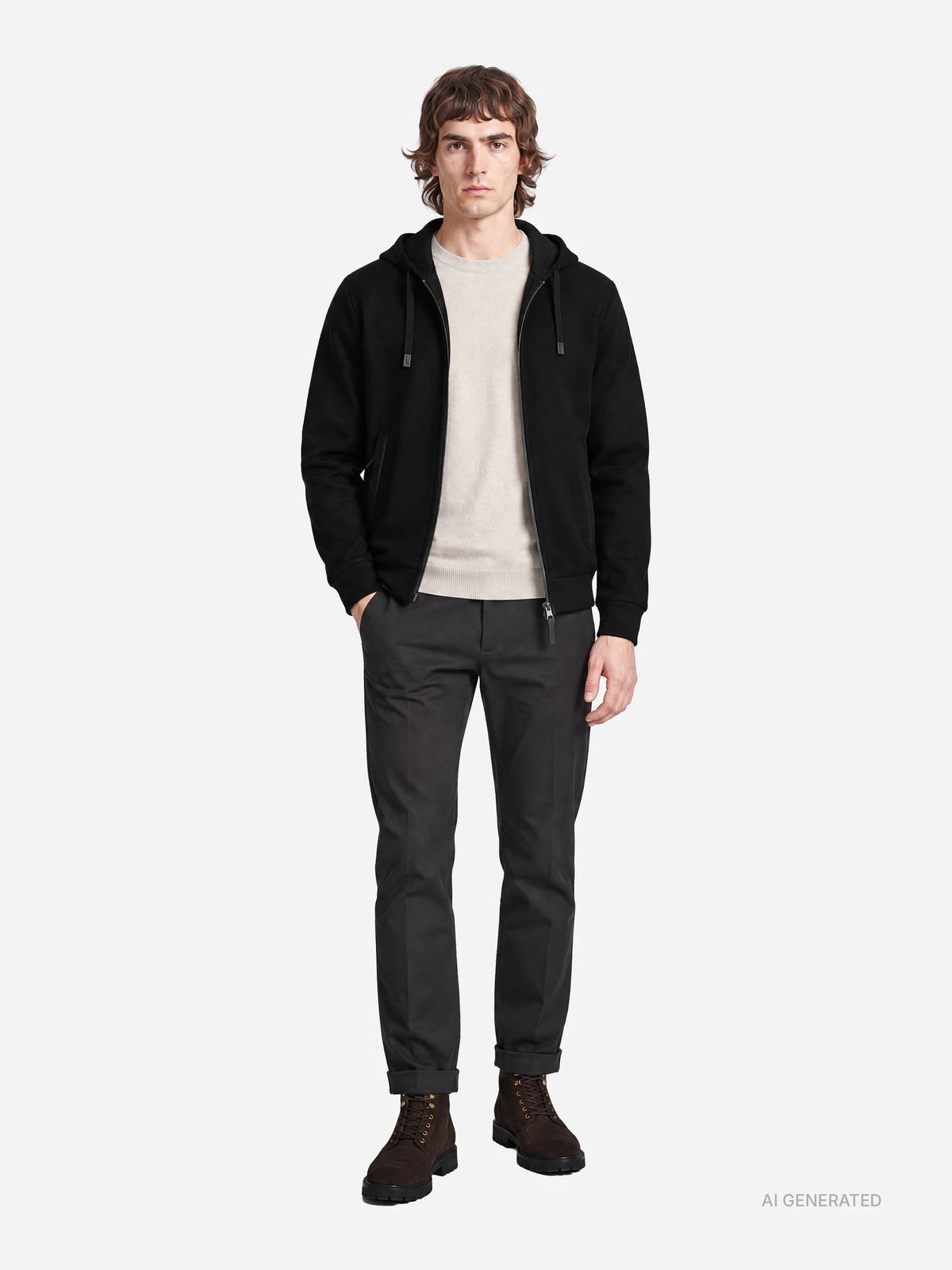 Pantalone Gaubert slim fit nero - indossato, look completo