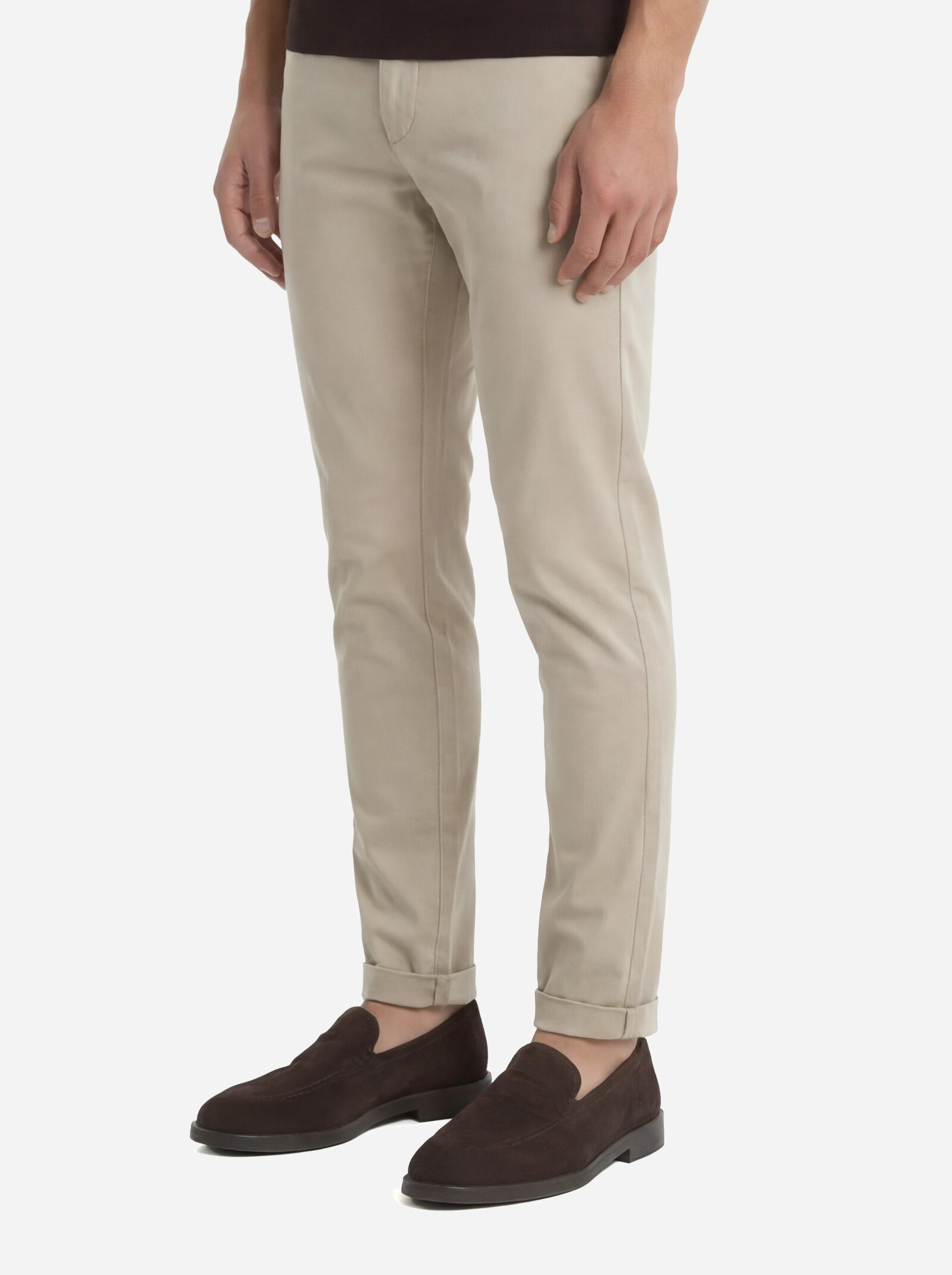 Pantalone slim fit Gaubert in popeline di cotone beige