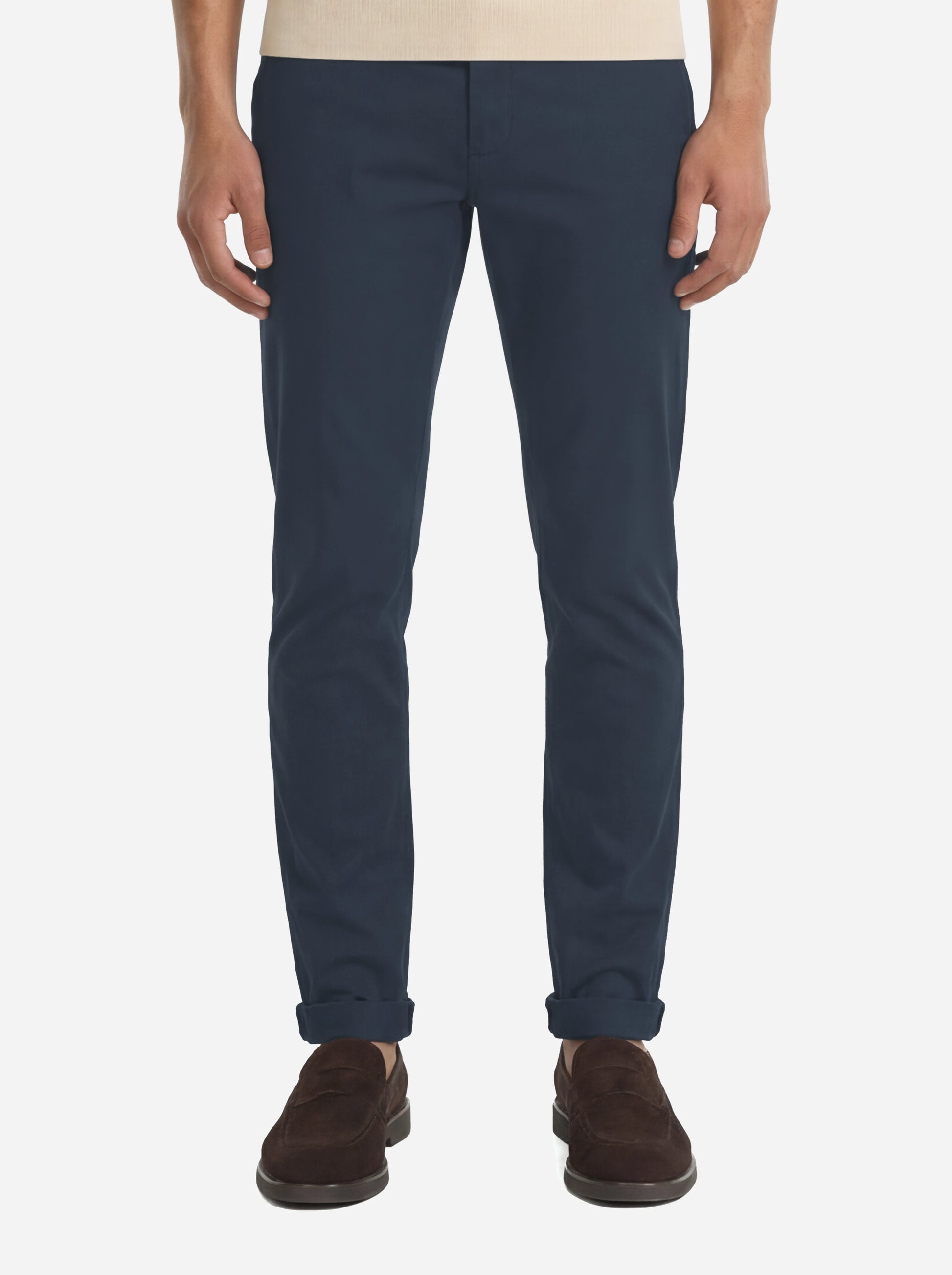 Pantalone slim fit Gaubert in popeline di cotone blu
