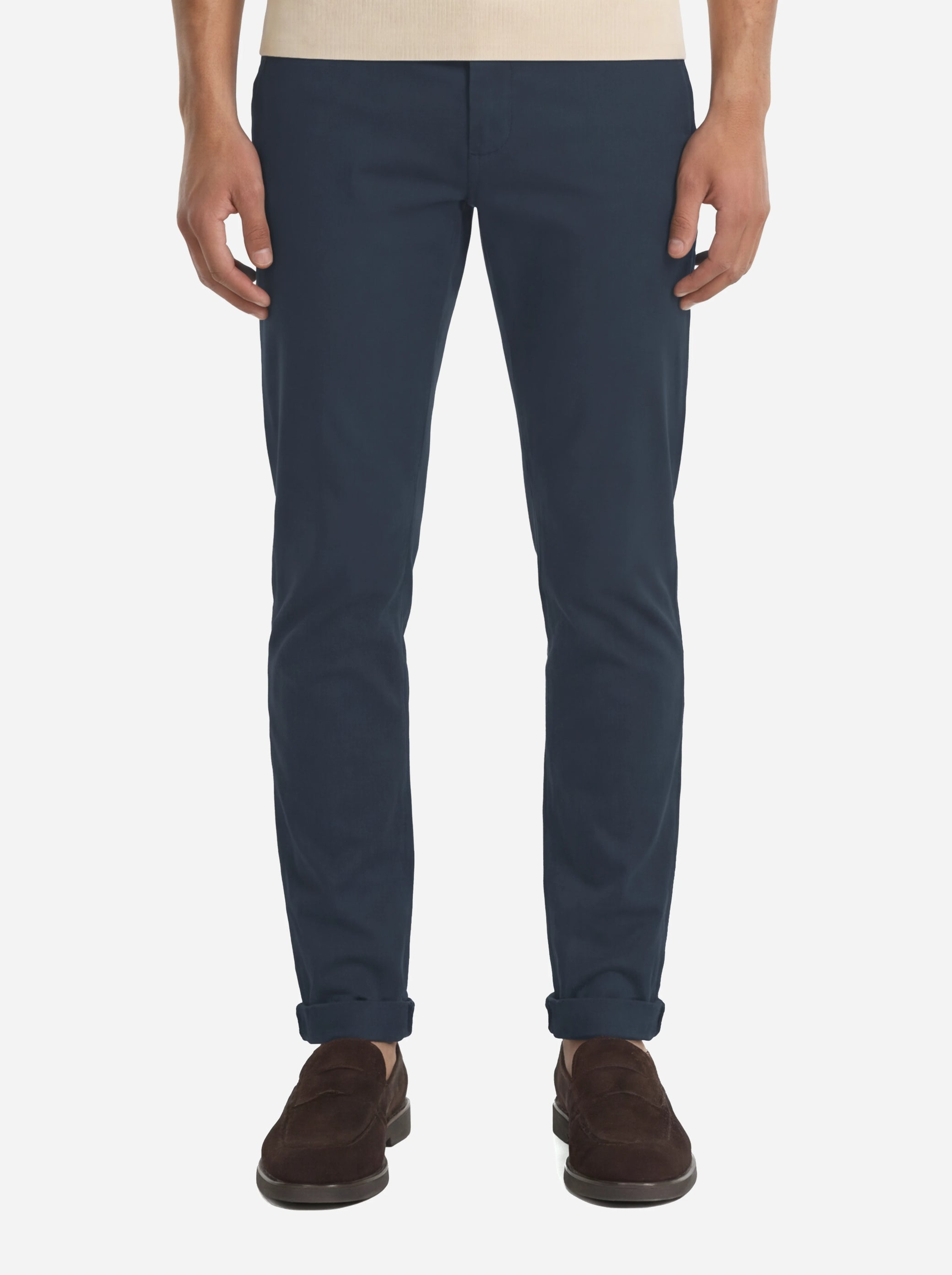 Pantalone slim fit Gaubert in popeline di cotone blu