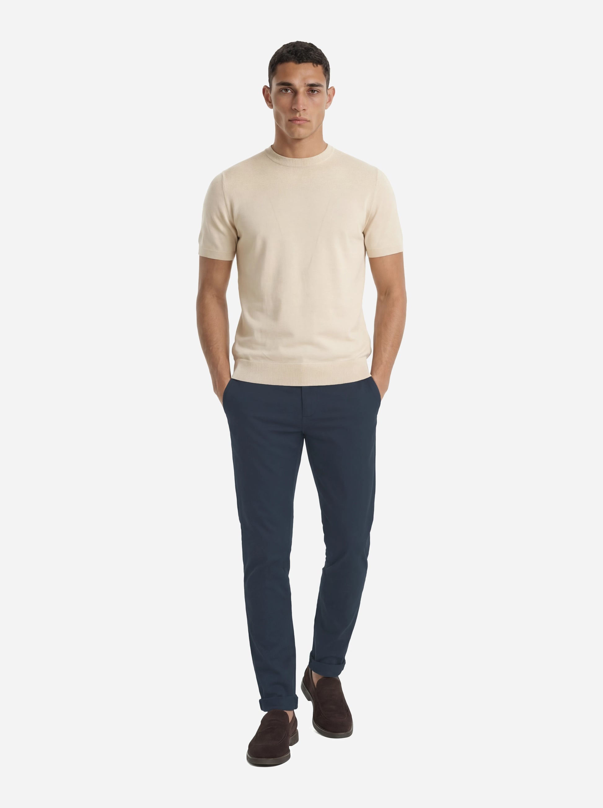 Pantalone slim fit Gaubert in popeline di cotone blu