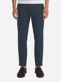 Pantalone carrot fit Ben in popeline di cotone blu