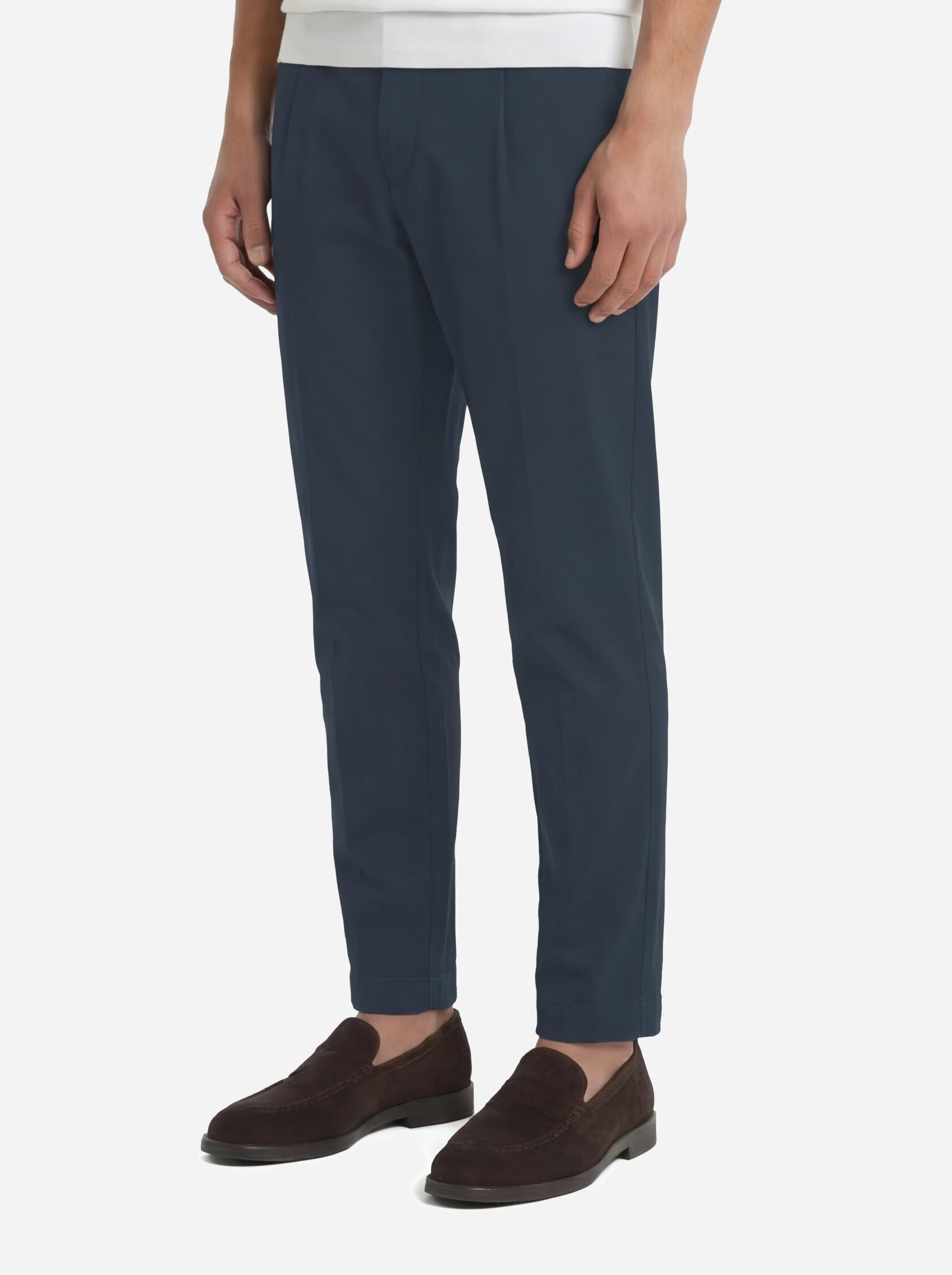 Pantalone carrot fit Ben in popeline di cotone blu