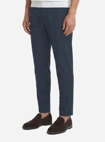 Pantalone carrot fit Ben in popeline di cotone blu