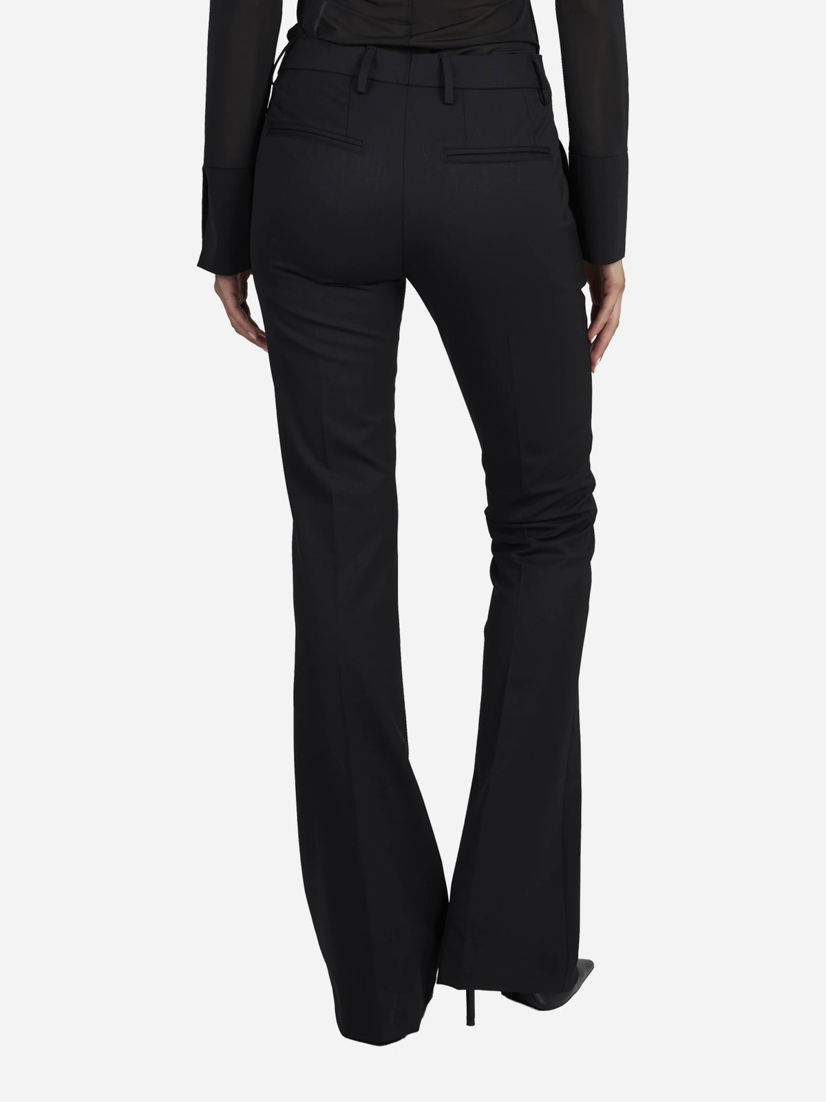 Pantaloni Lexi in lana stretch neri - indossato, vista posteriore