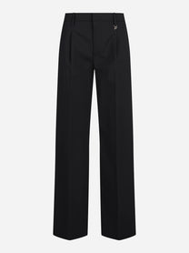 Pantaloni Lia sartoriali in lana stretch neri - vista frontale
