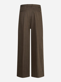 Pantaloni Eloise loose fit spinati marroni - vista posteriore