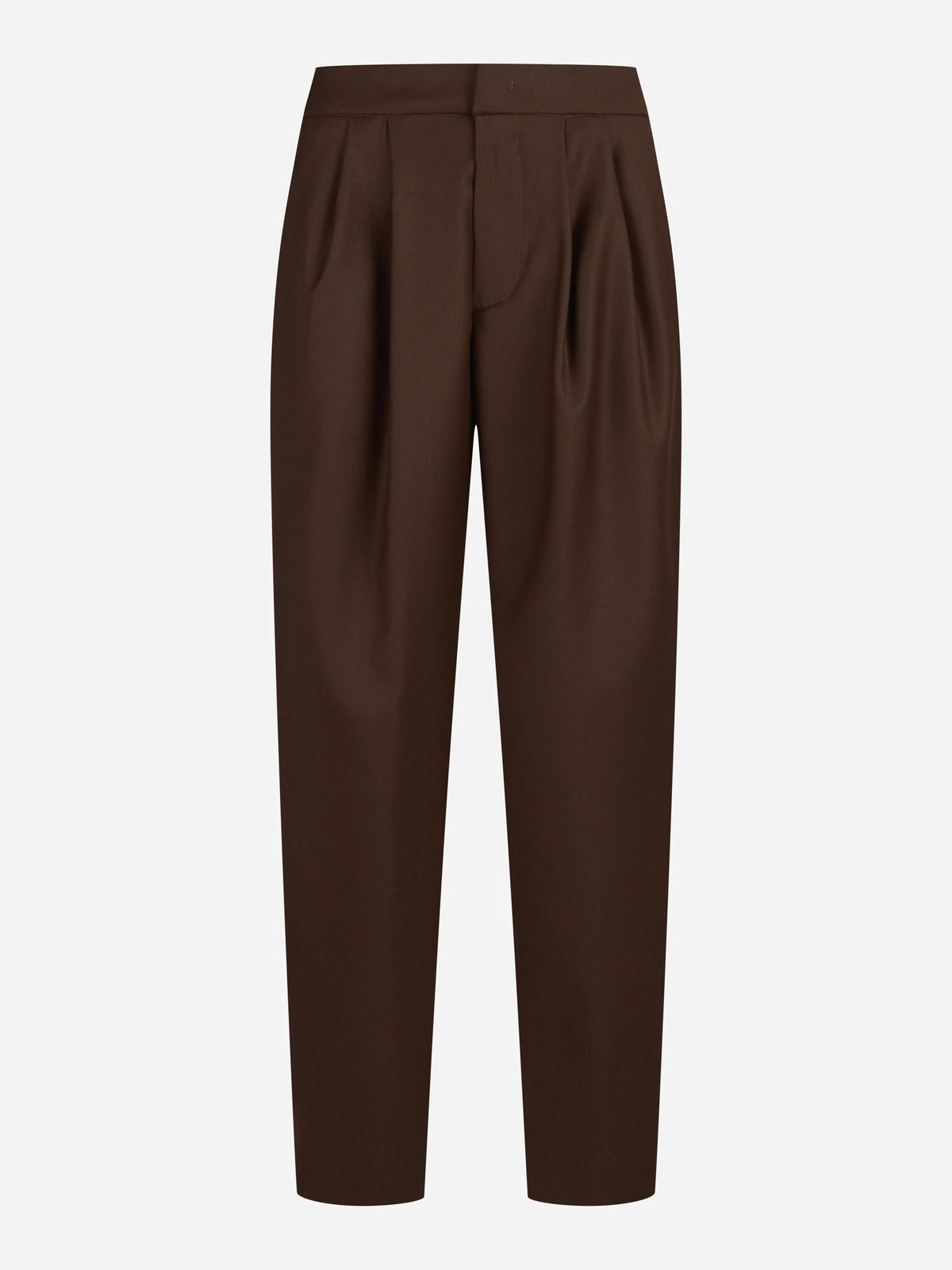 Pantaloni Sally loose fit in lana marroni - vista frontale