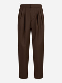 Pantaloni Sally loose fit in lana marroni - vista frontale
