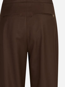 Pantaloni Sally loose fit in lana marroni - dettaglio del prodotto