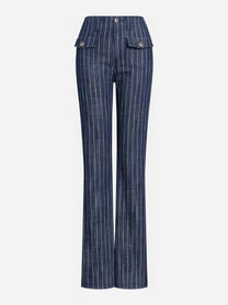 Pantaloni sartoriali gessati blu - vista frontale