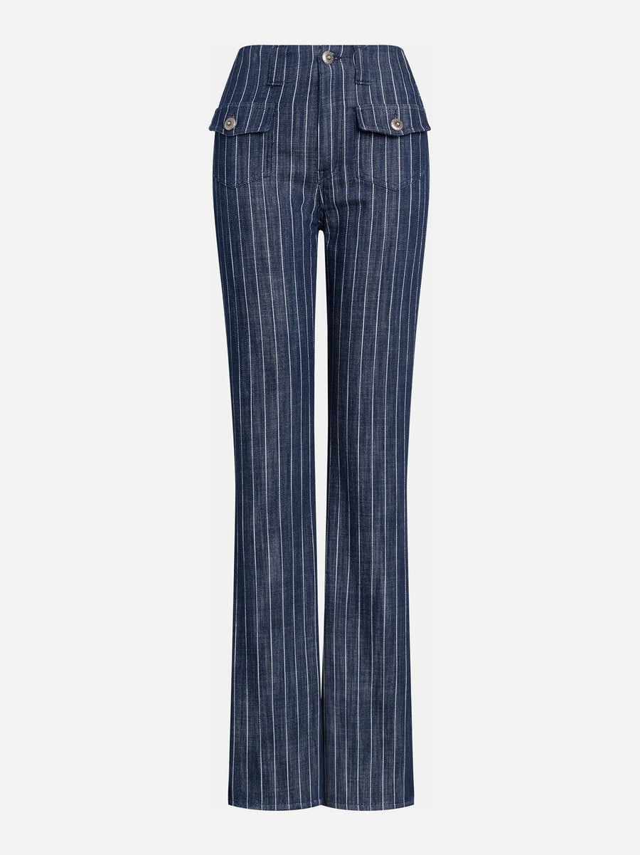 Pantaloni sartoriali gessati blu - vista frontale