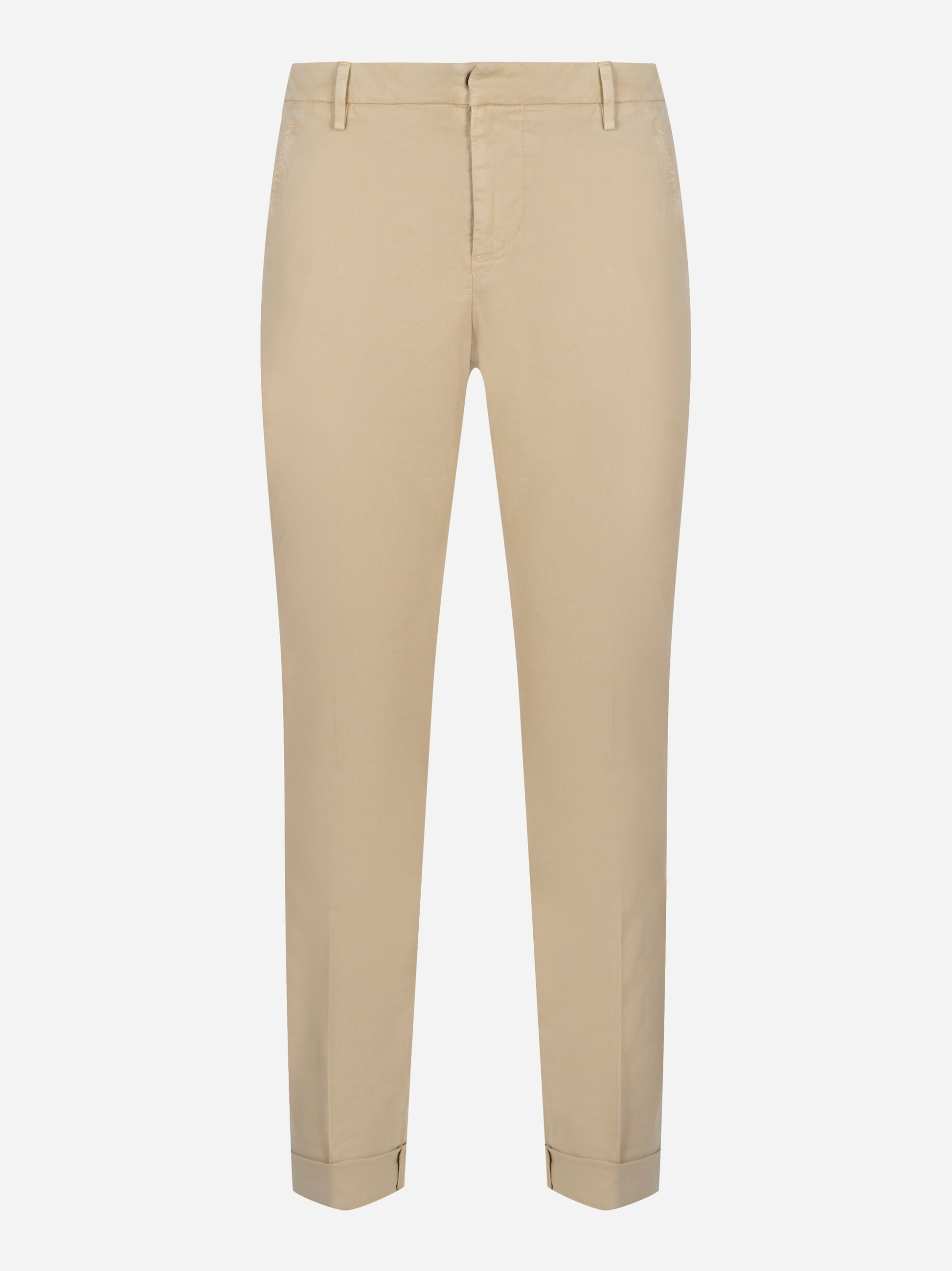 Pantaloni slim fit beige in gabardina DONDUP – vista frontale