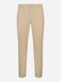 Pantaloni slim fit beige in gabardina DONDUP – vista frontale