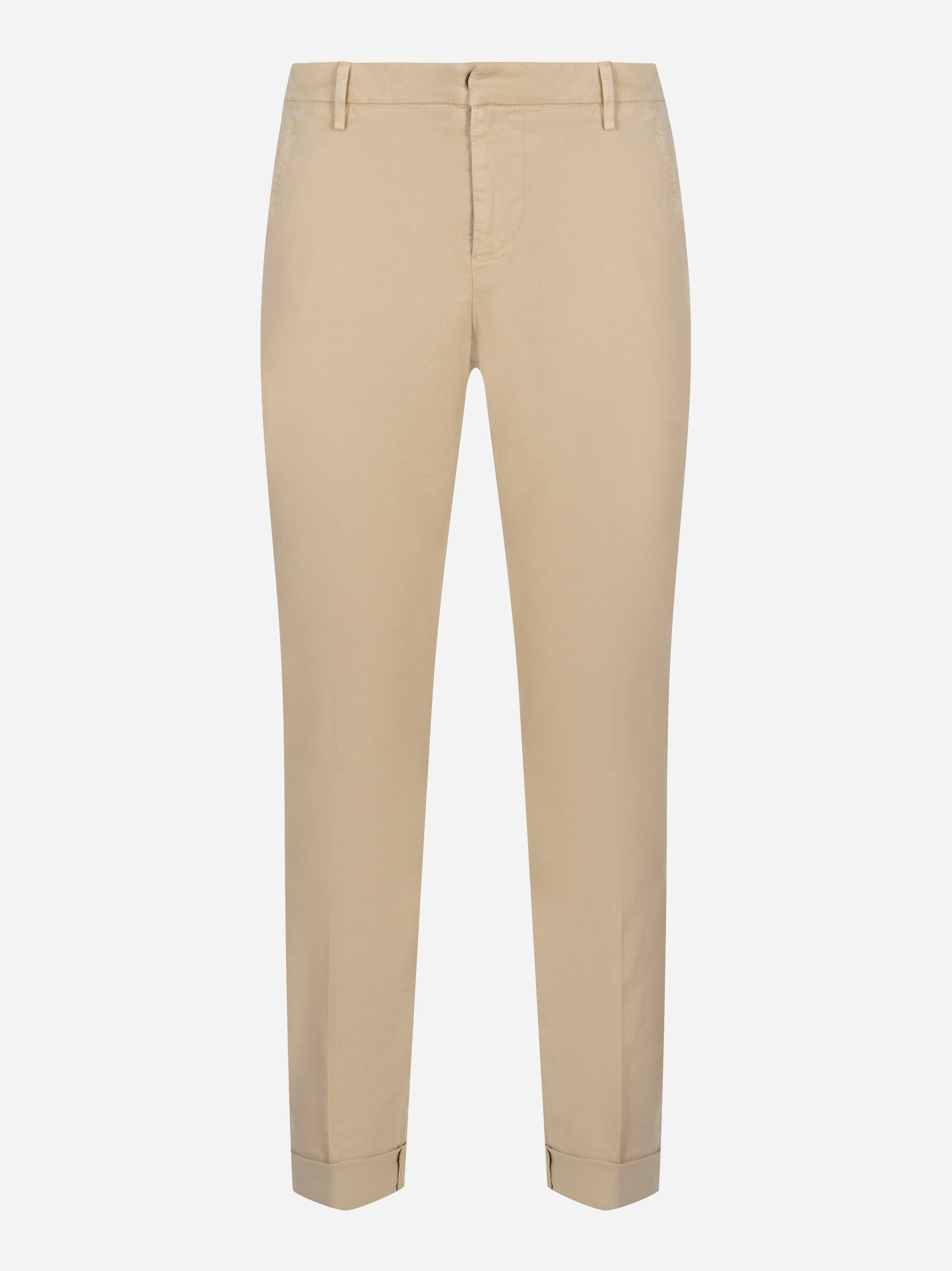 Pantaloni slim fit beige in gabardina DONDUP – vista frontale