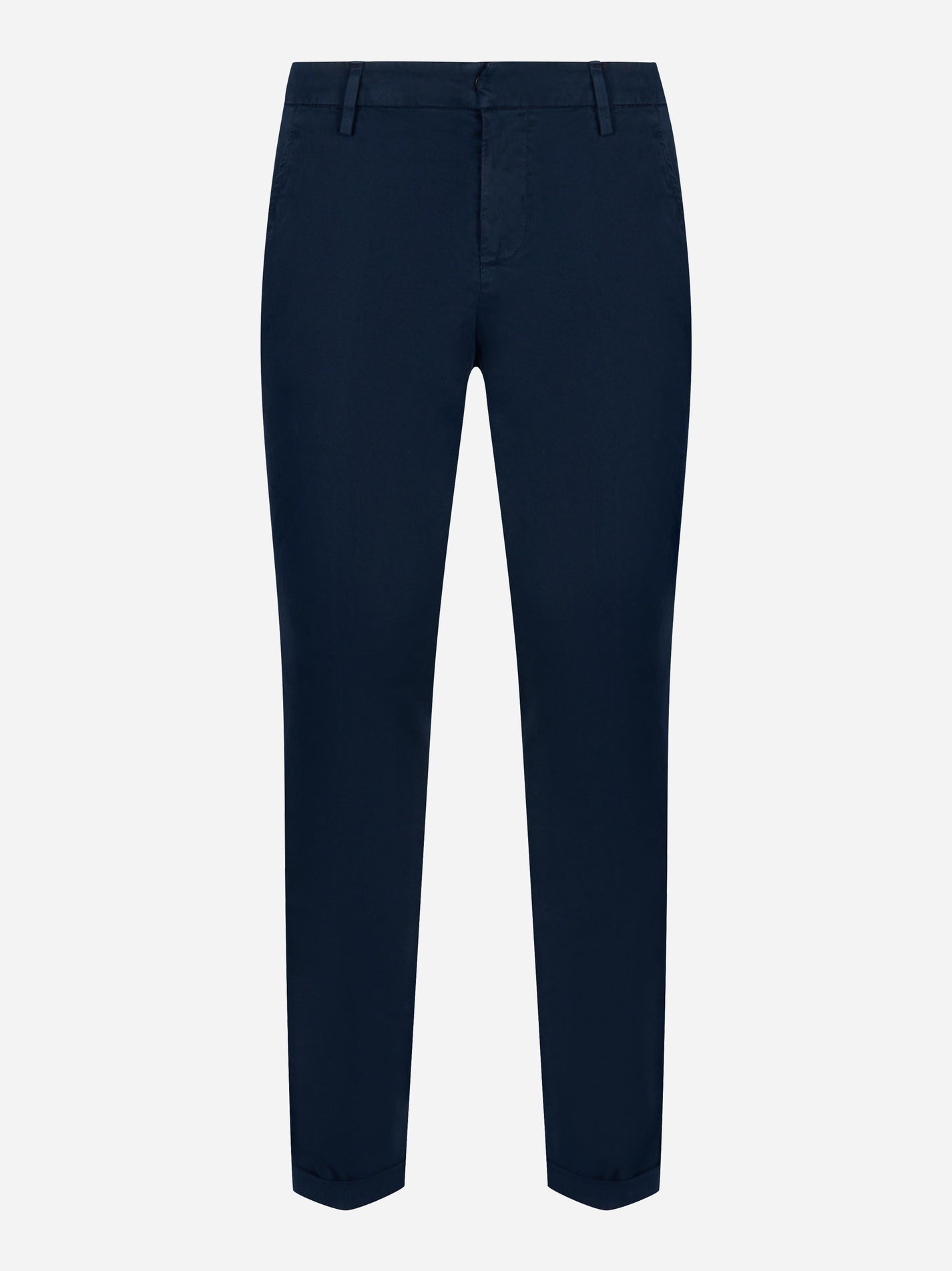 Pantaloni Dondup Gaubert slim fit in gabardina di cotone blu navy - fronte