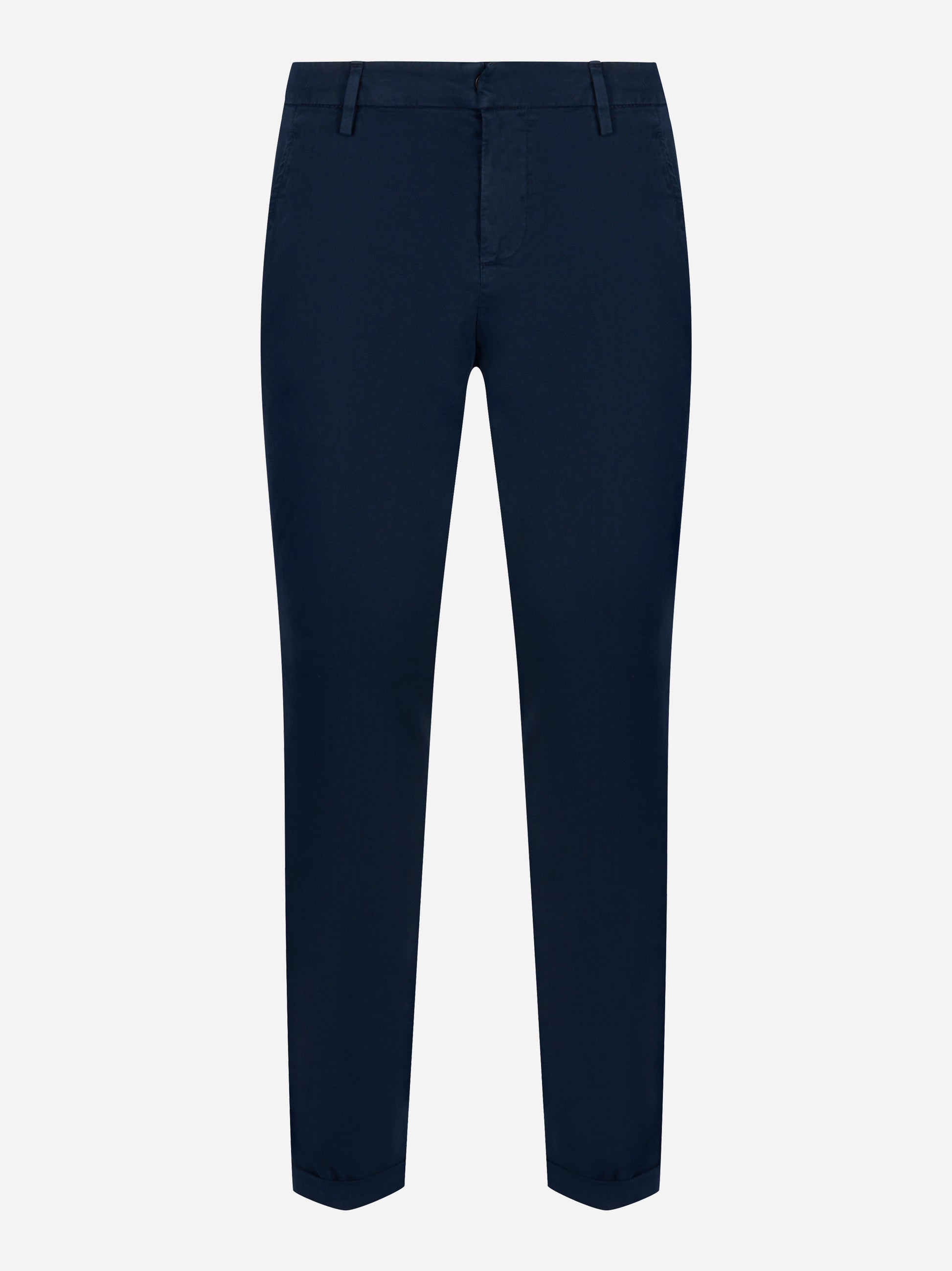 Pantaloni Dondup Gaubert slim fit in gabardina di cotone blu navy - fronte