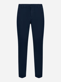 Pantaloni Dondup Gaubert slim fit in gabardina di cotone blu navy - fronte