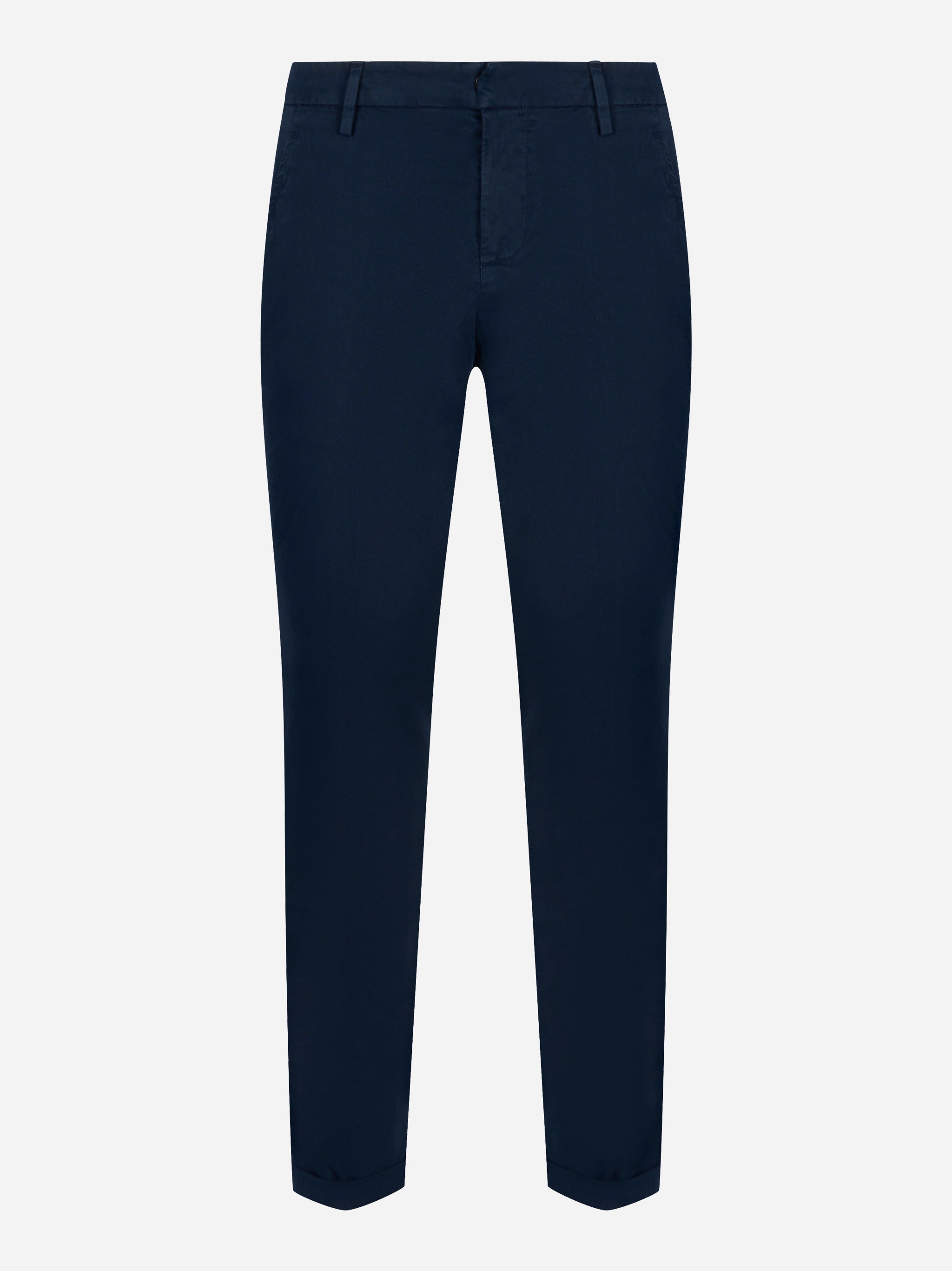 Pantaloni Dondup Gaubert slim fit in gabardina di cotone blu navy - fronte
