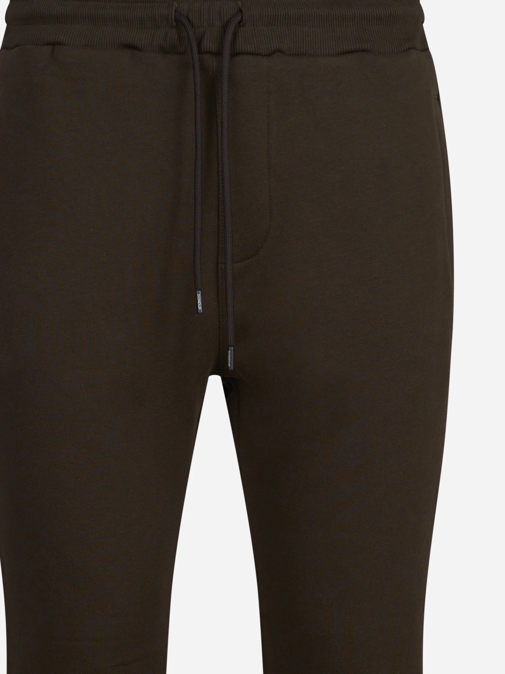 Pantaloni jogging in felpa marroni - vista laterale e dettagli