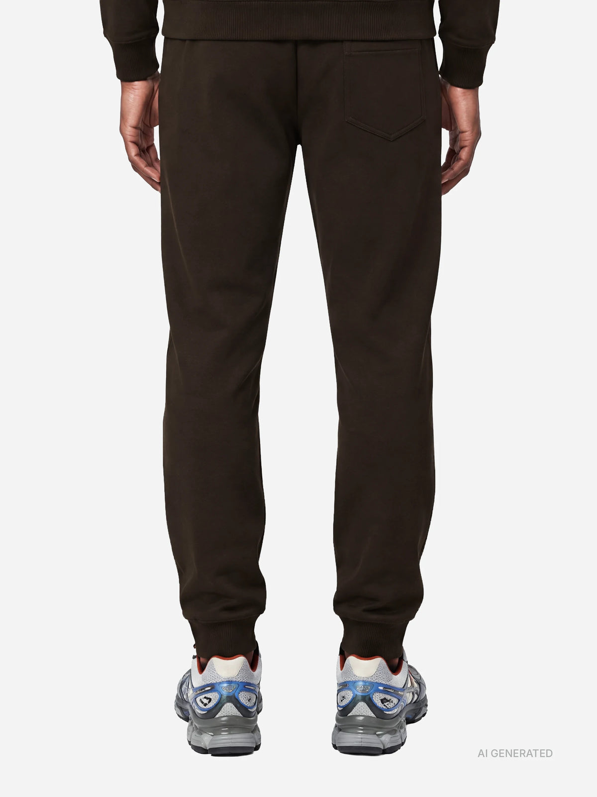 Pantaloni jogging in felpa marroni - indossato, vista posteriore