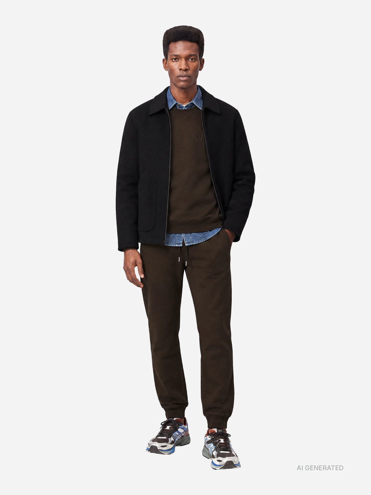 Pantaloni jogging in felpa marroni - indossato, look completo