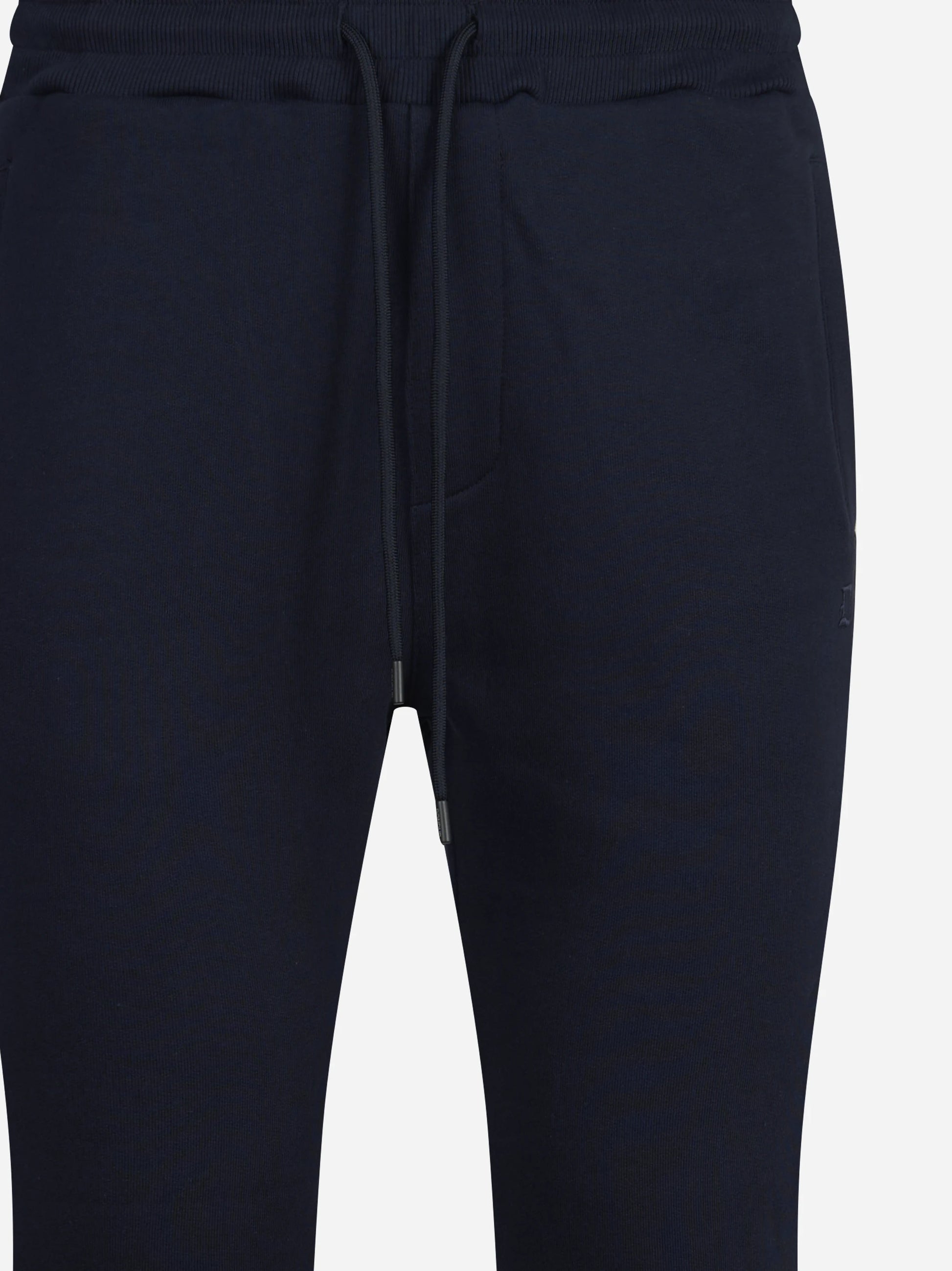 Pantaloni jogging in felpa blu - vista laterale e dettagli