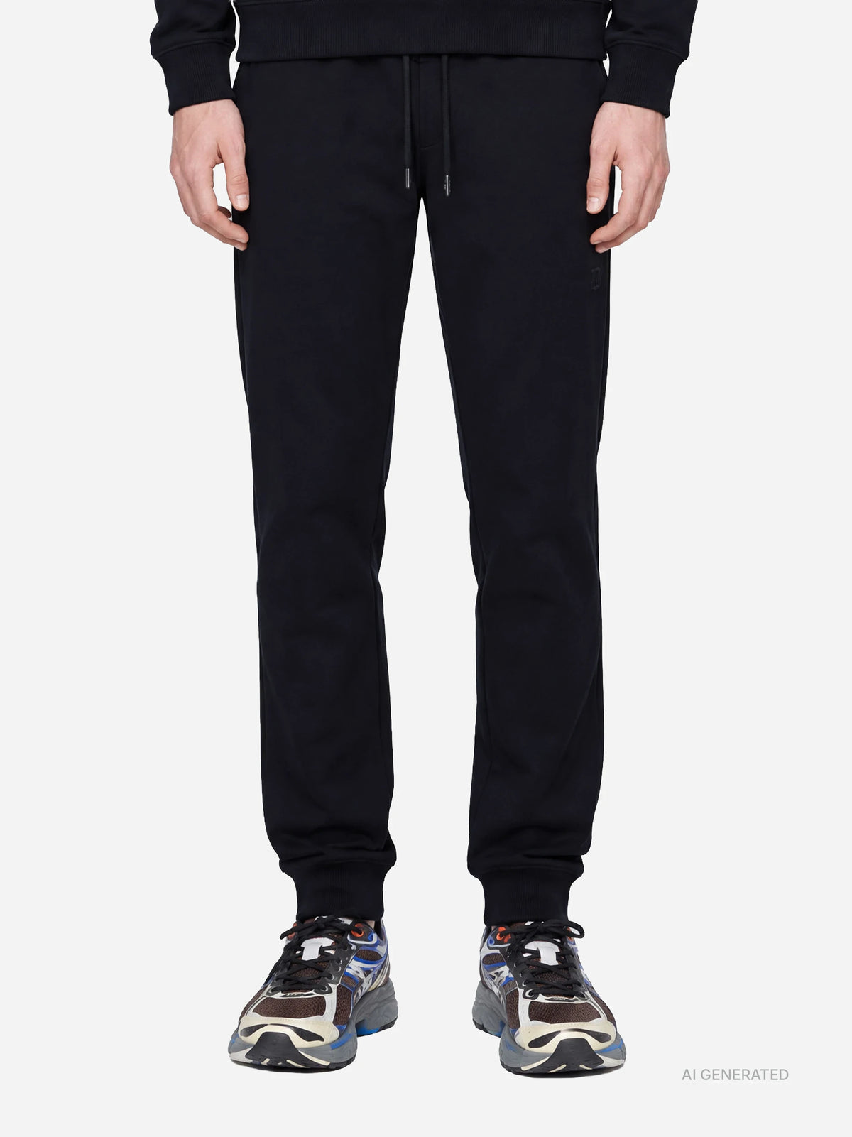 Pantaloni jogging in felpa blu - indossato, vista frontale