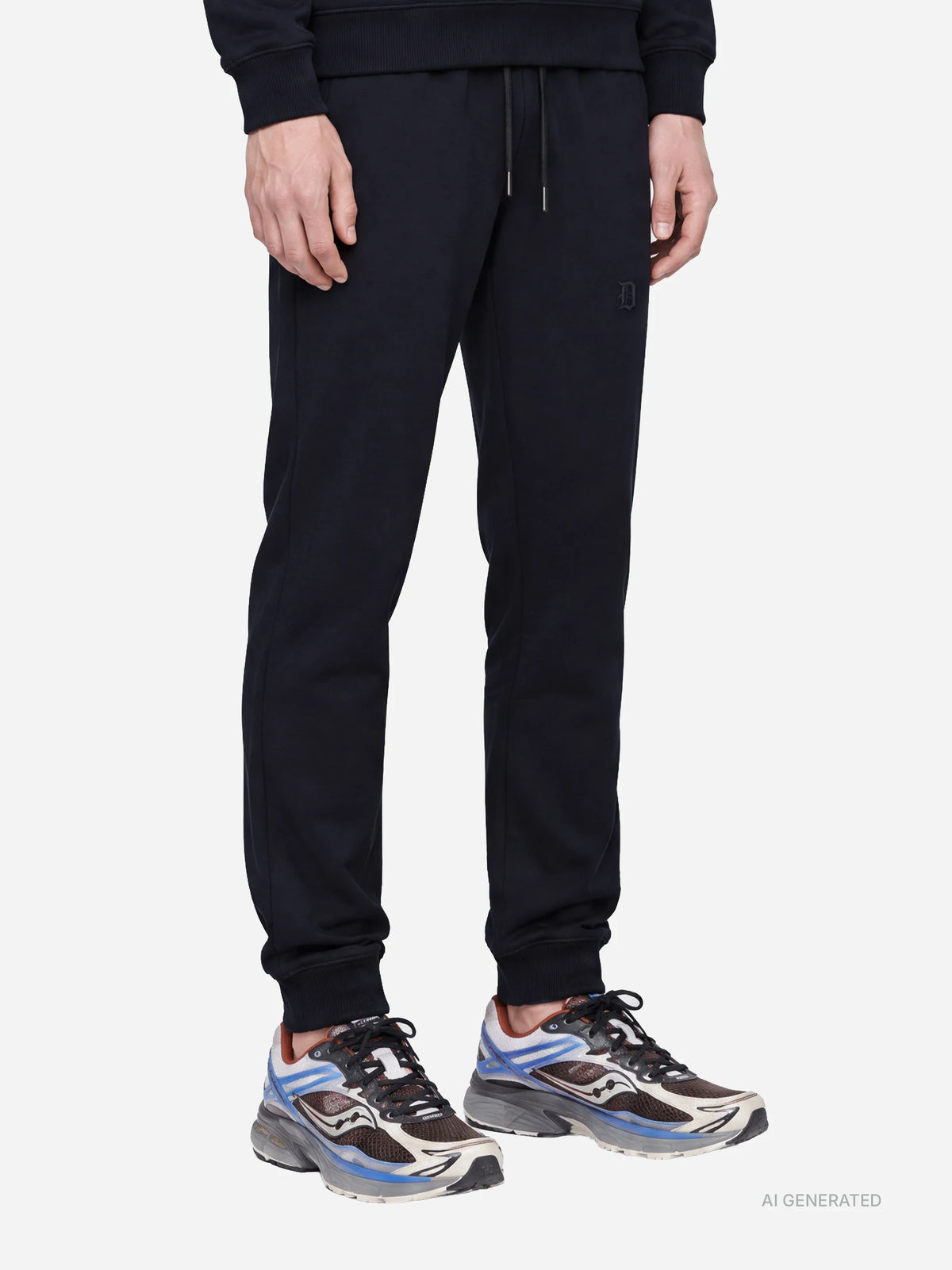 Pantaloni jogging in felpa blu - dettaglio indossato
