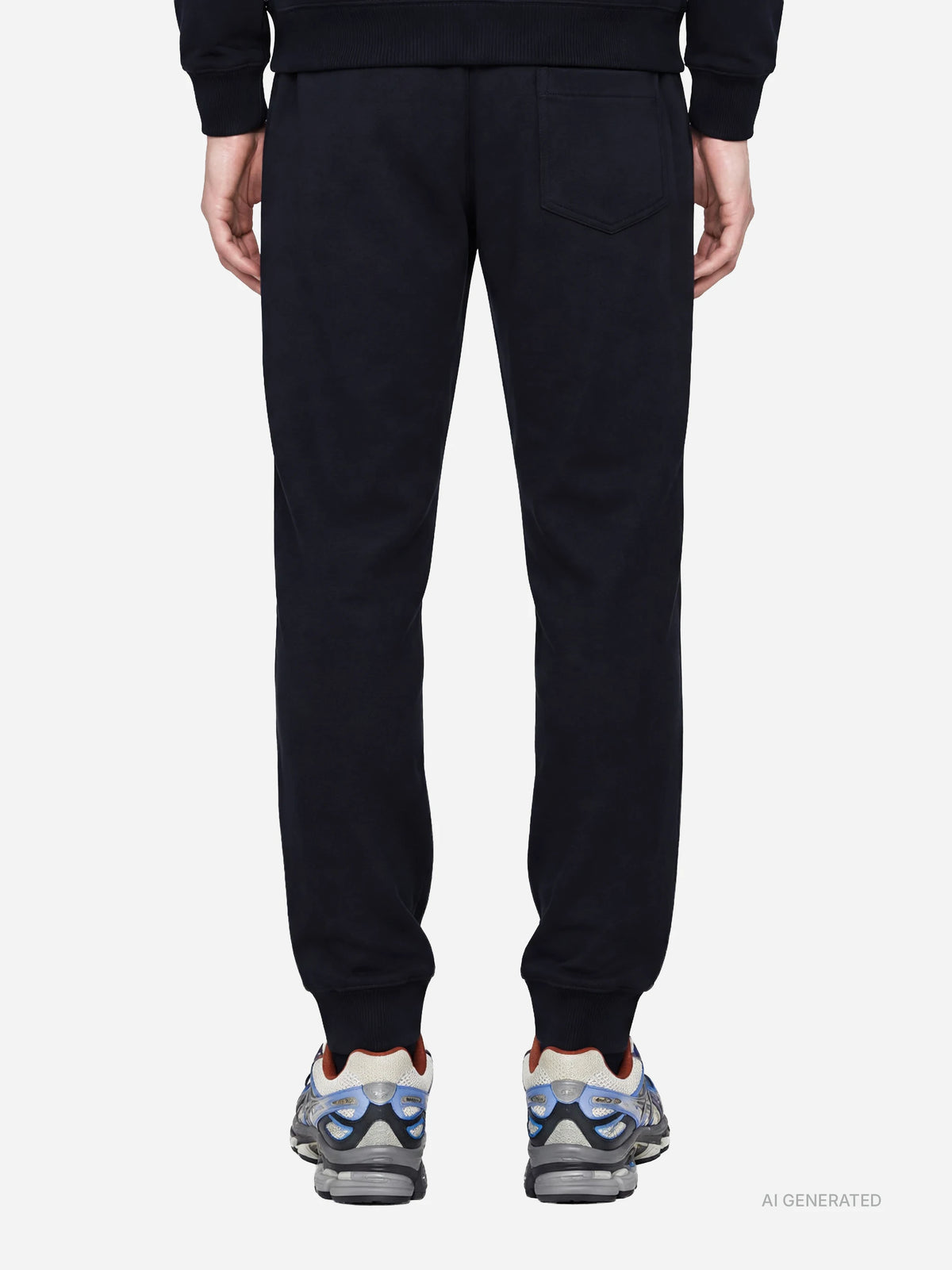 Pantaloni jogging in felpa blu - indossato, vista posteriore