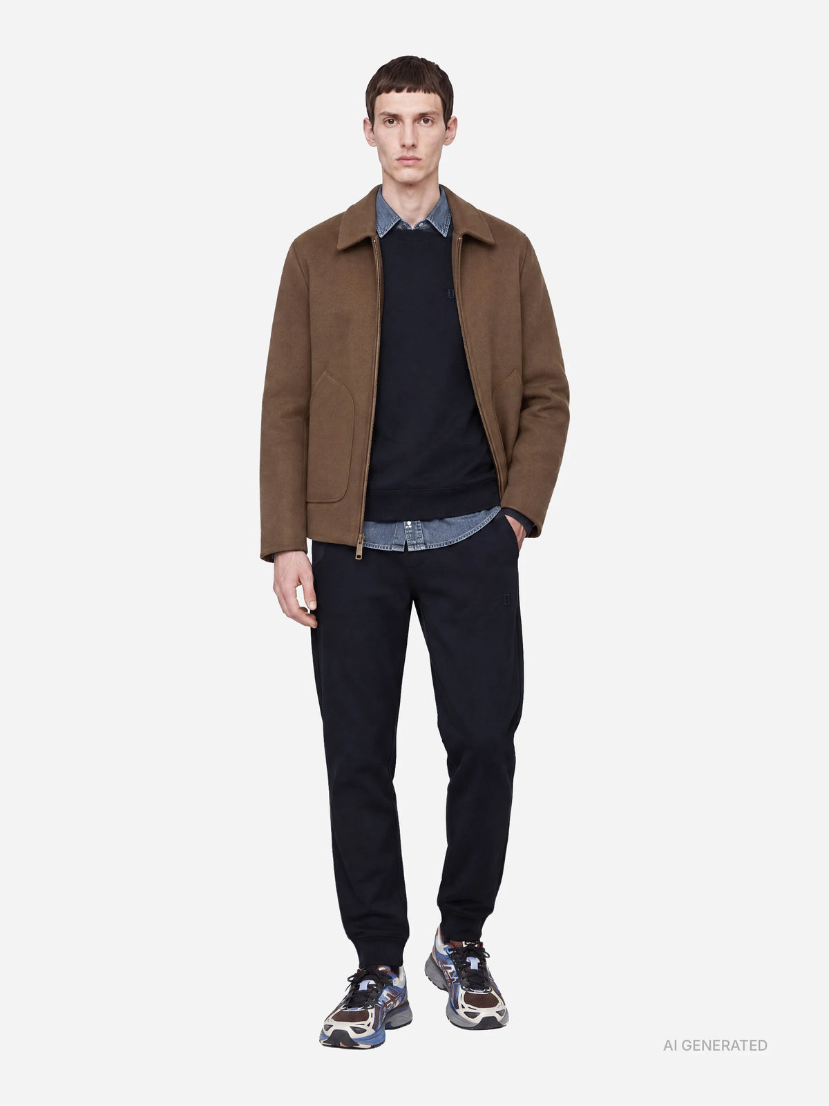 Pantaloni jogging in felpa blu - indossato, look completo