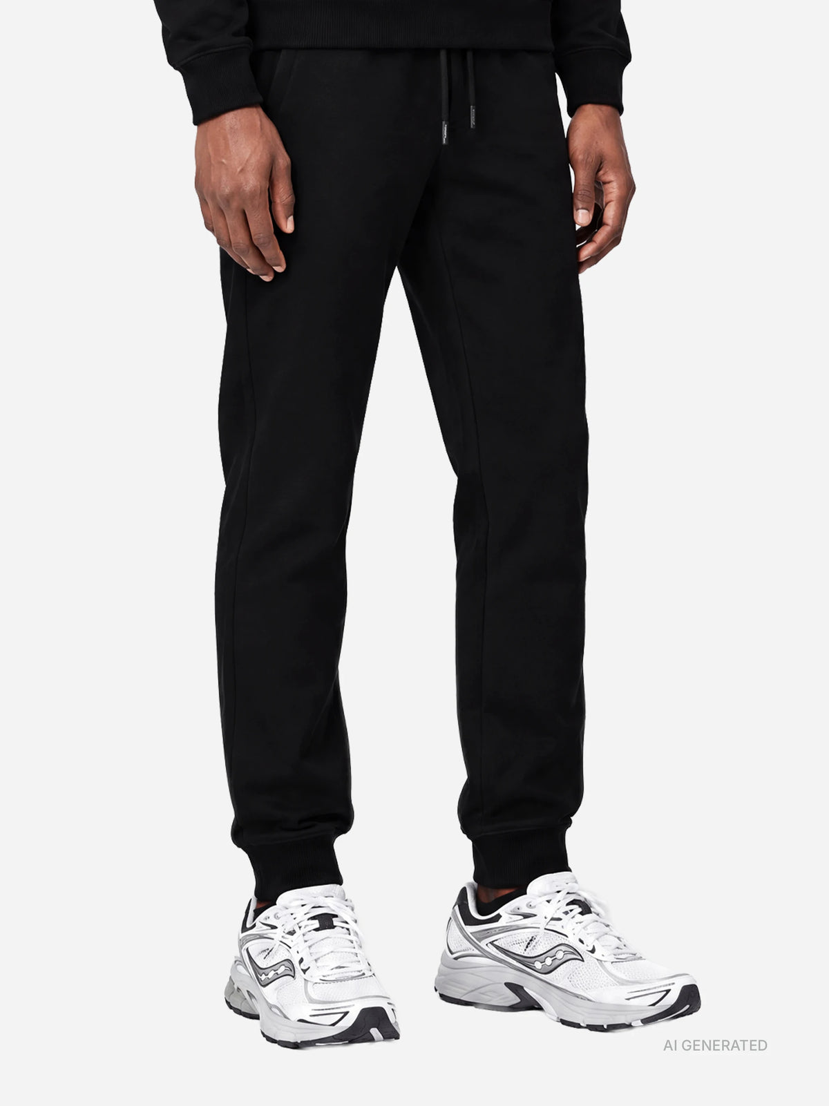 Pantaloni jogging in felpa neri - dettaglio indossato
