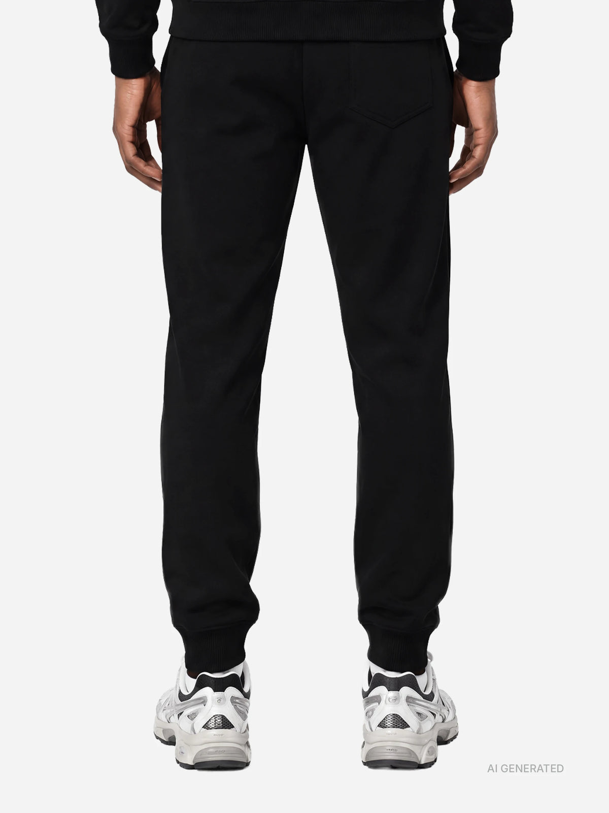 Pantaloni jogging in felpa neri - indossato, vista posteriore