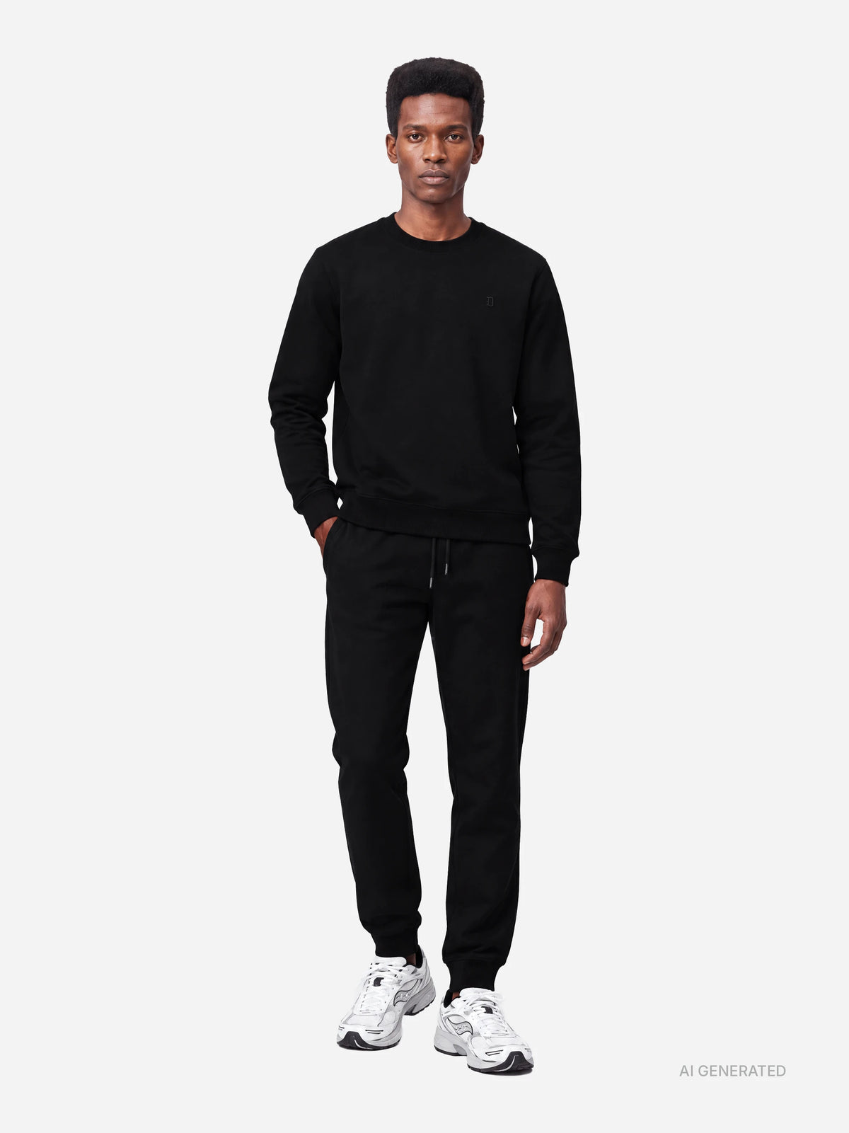 Pantaloni jogging in felpa neri - indossato, look completo