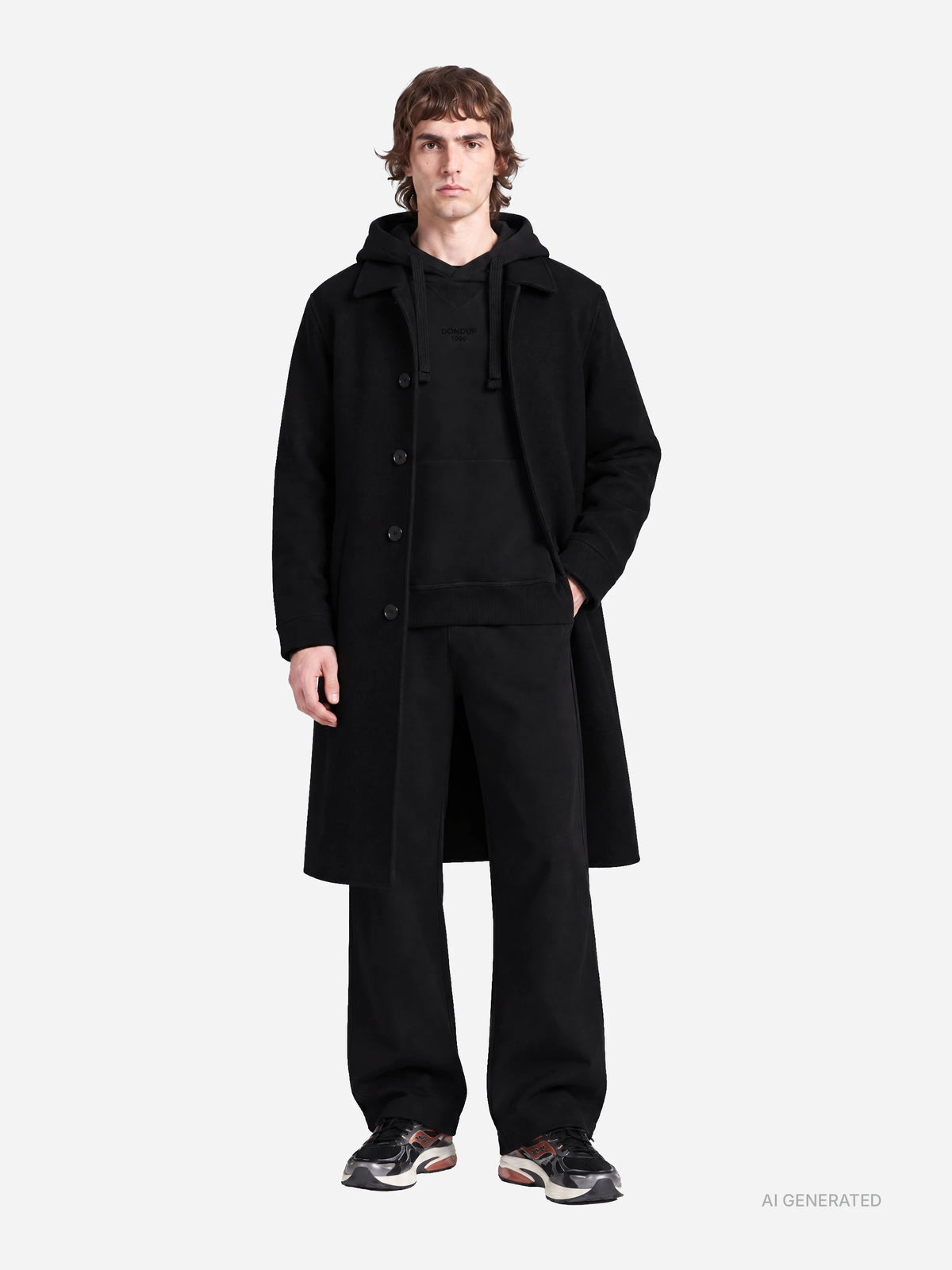 Pantaloni jogger regular in felpa neri - indossato, look completo